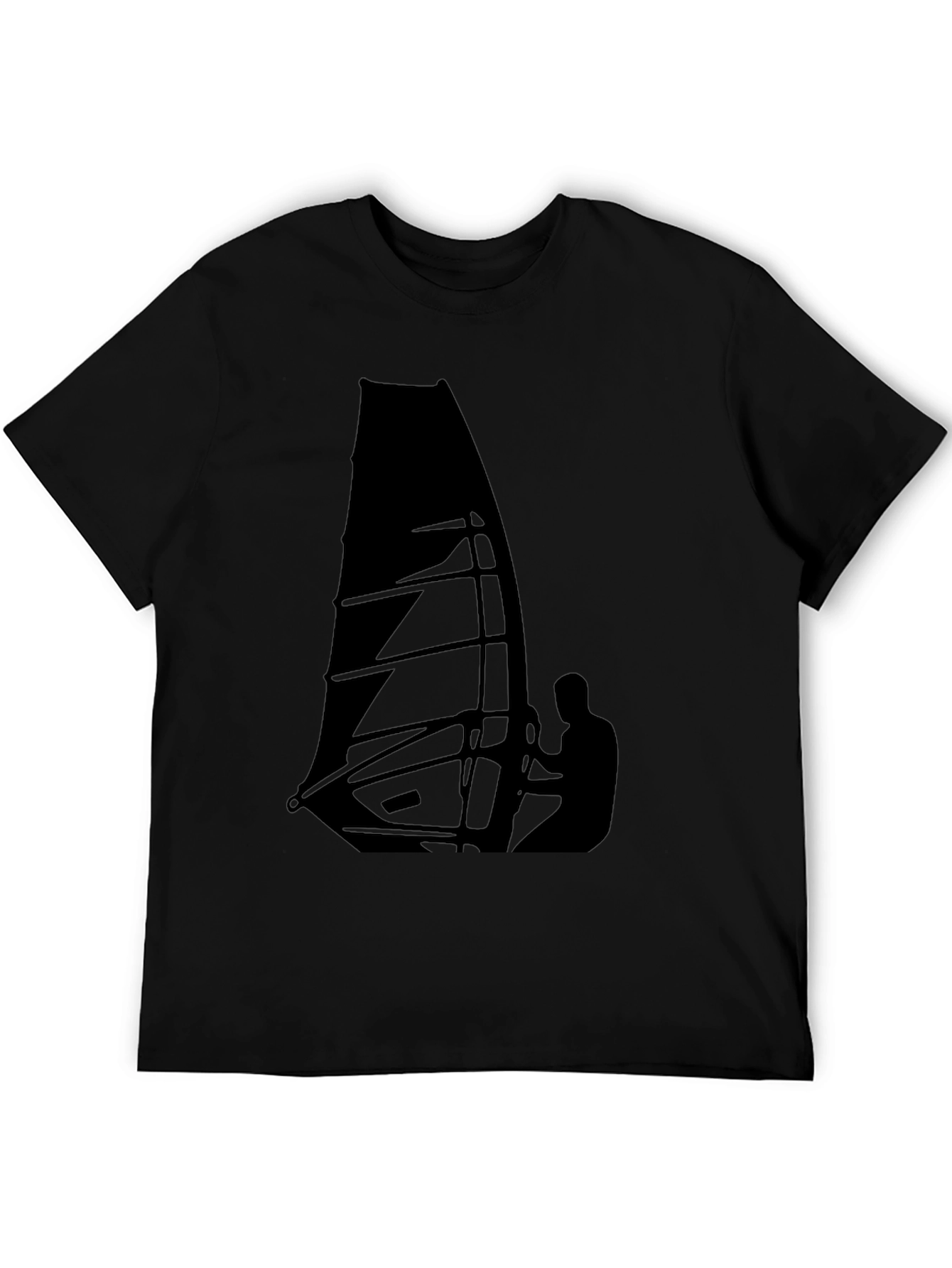 Black Windsurfing Graphic Tee - Black Cotton T-Shirt view 5