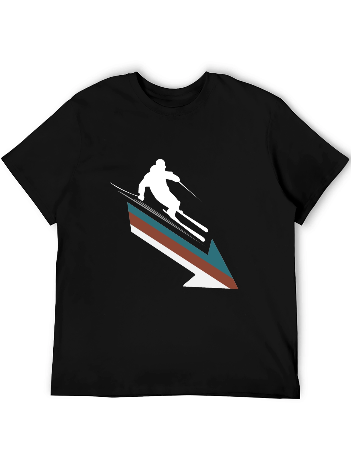 Black Retro Ski Arrow T-Shirt - Stylish Winter Apparel view 5