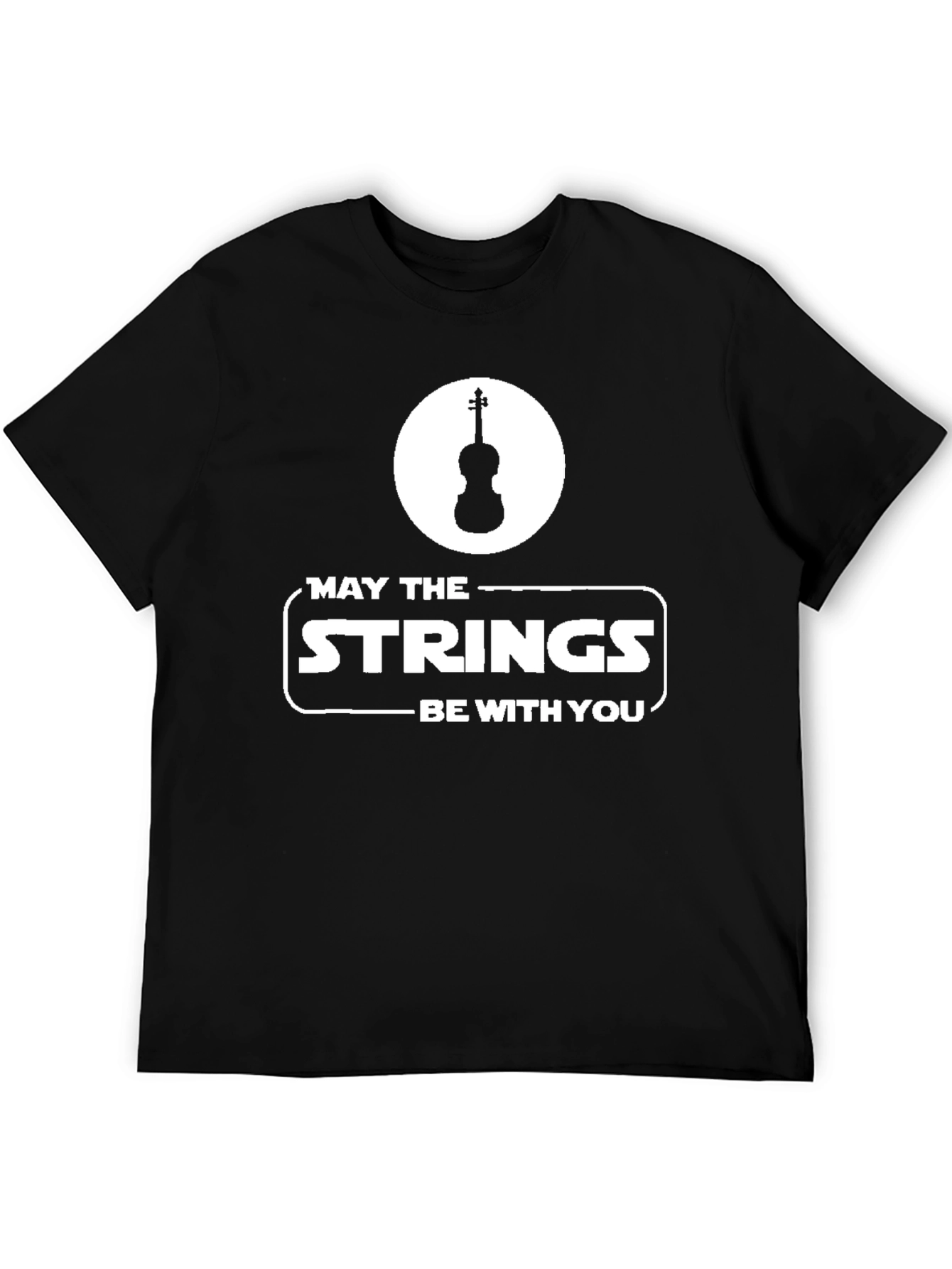 Black May the Strings Be With You T-Shirt view 5