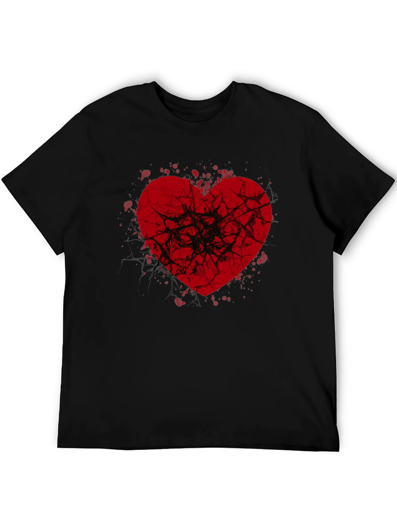 Black Broken Heart Graphic Tee - Black Casual Shirt view 5