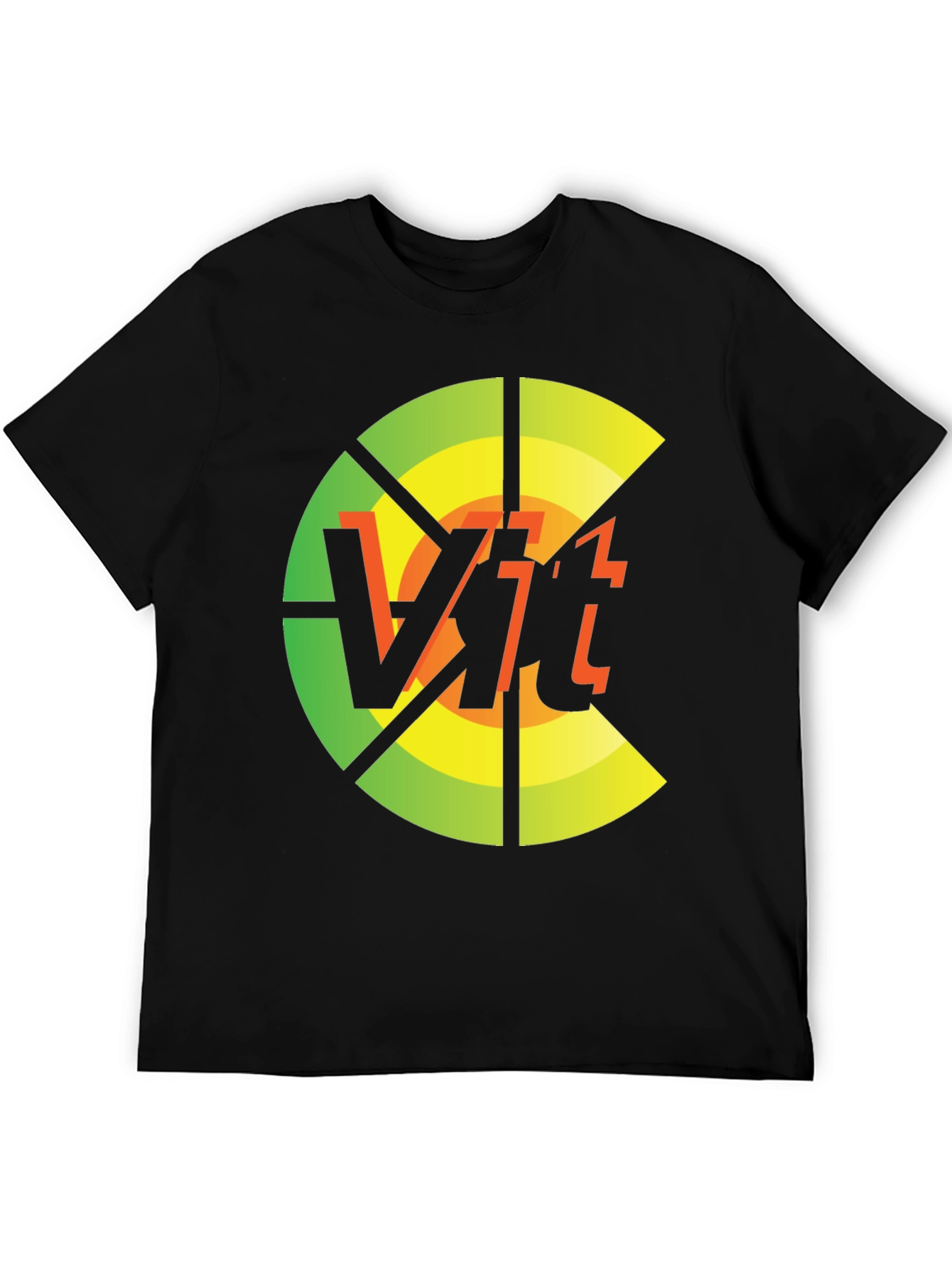 Black Vit T-Shirt: Circular Abstract Graphic Tee view 5