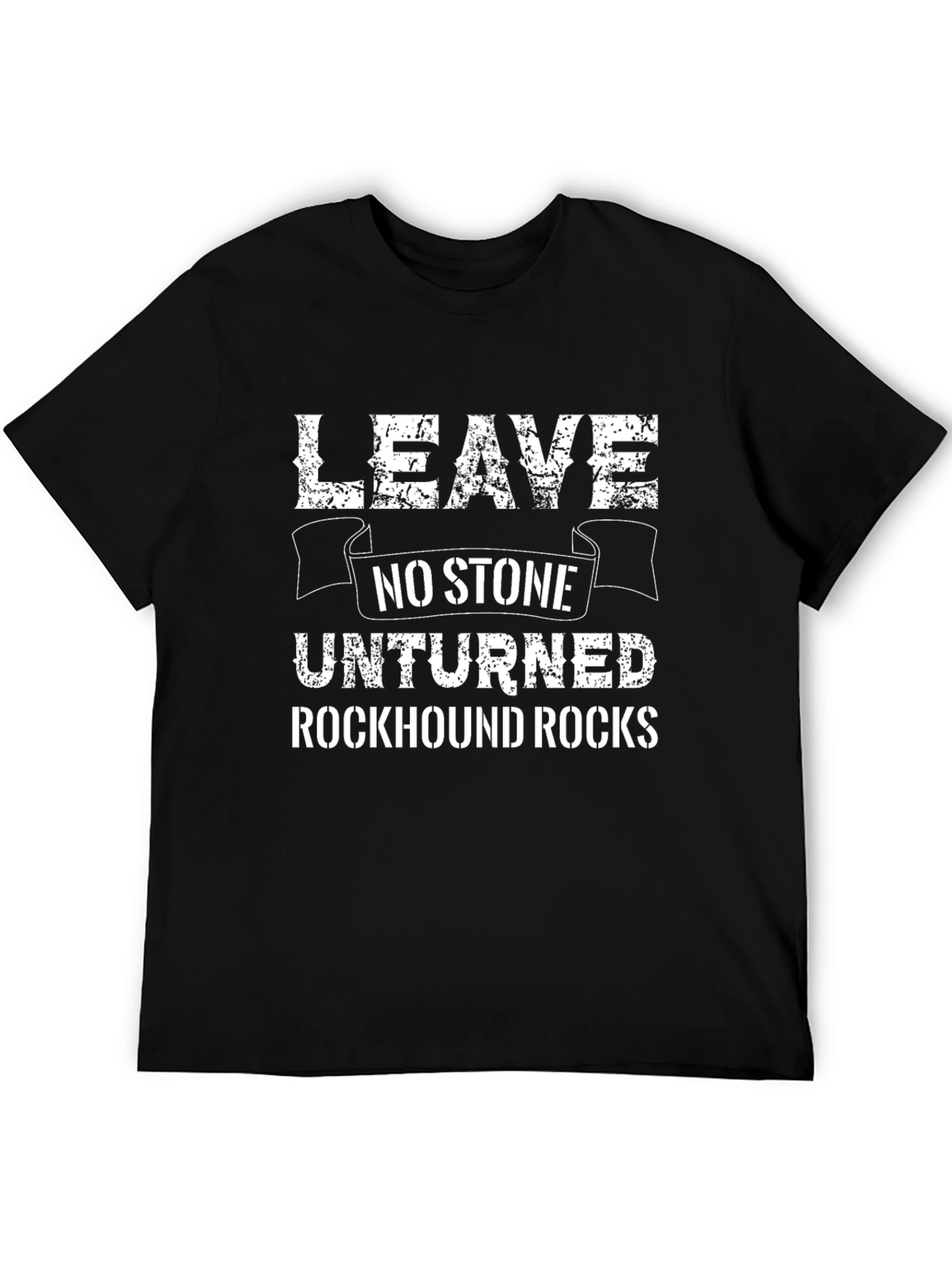 Black Leave No Stone Unturned Rockhound Rocks Graphic Tee view 5