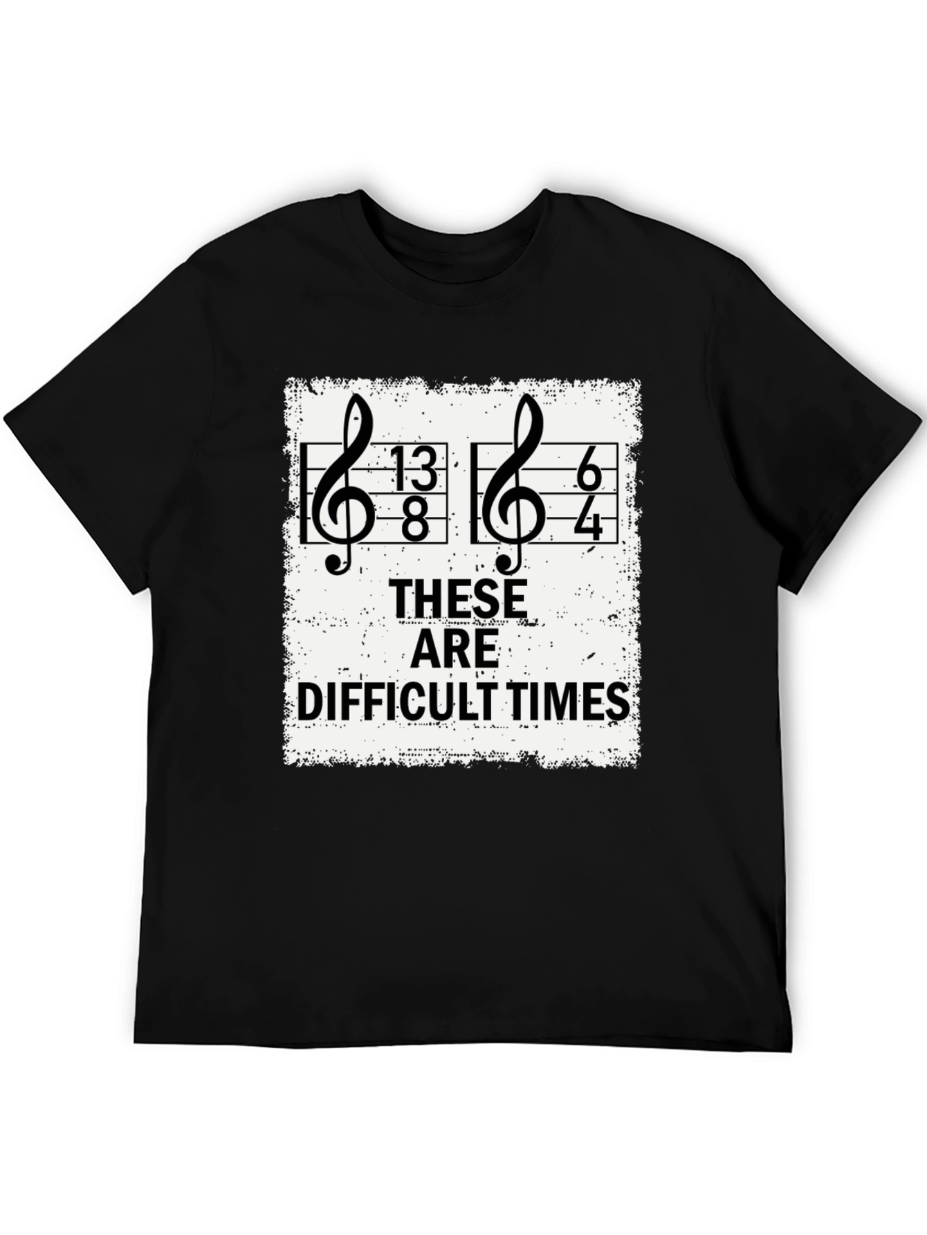 Black Difficult Times Music Pun T-Shirt view 5
