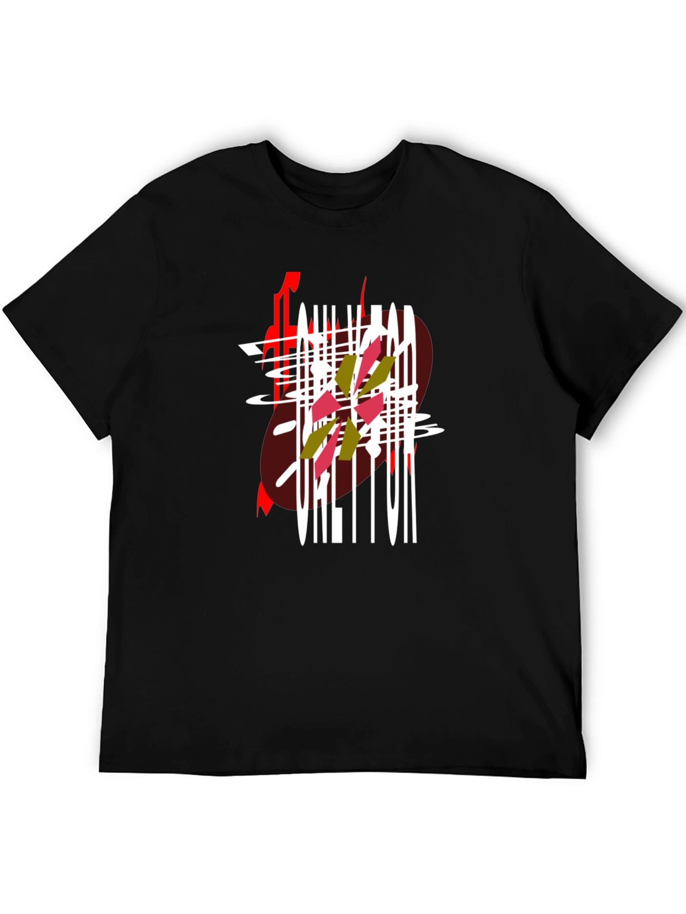 Black Abstract Graphic Print Black T-Shirt view 5