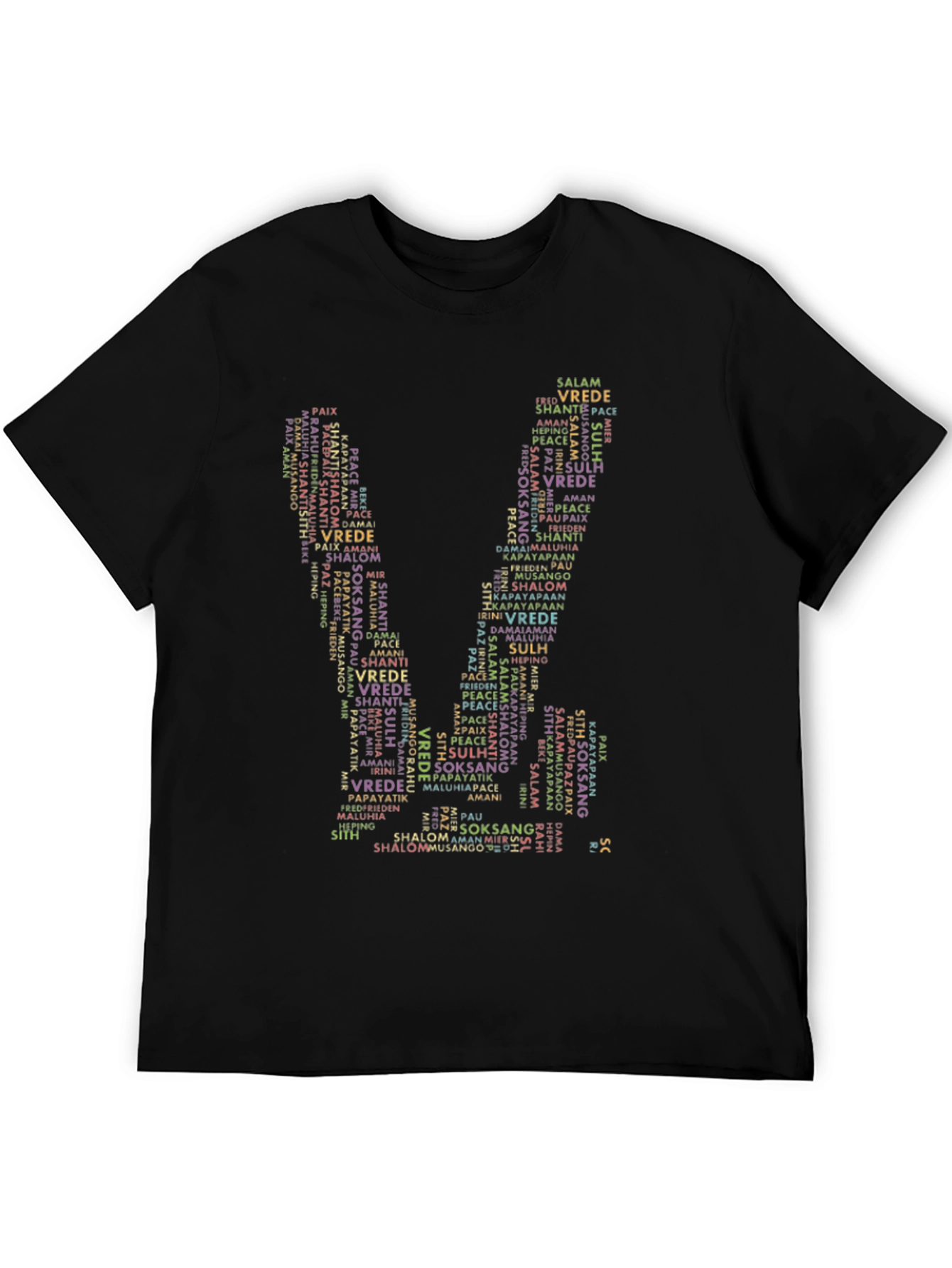 Black Peace Word Cloud T-Shirt view 5