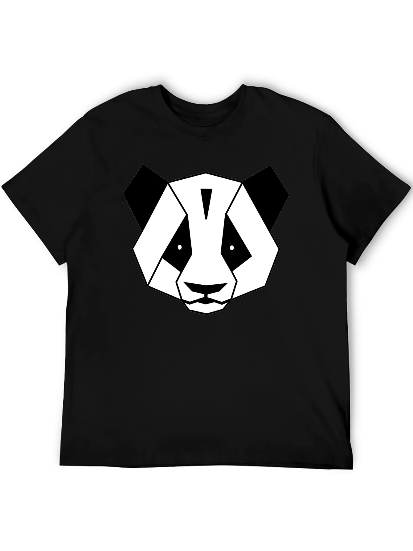 Black Geometric Panda Graphic T-Shirt - Modern Black Tee view 5