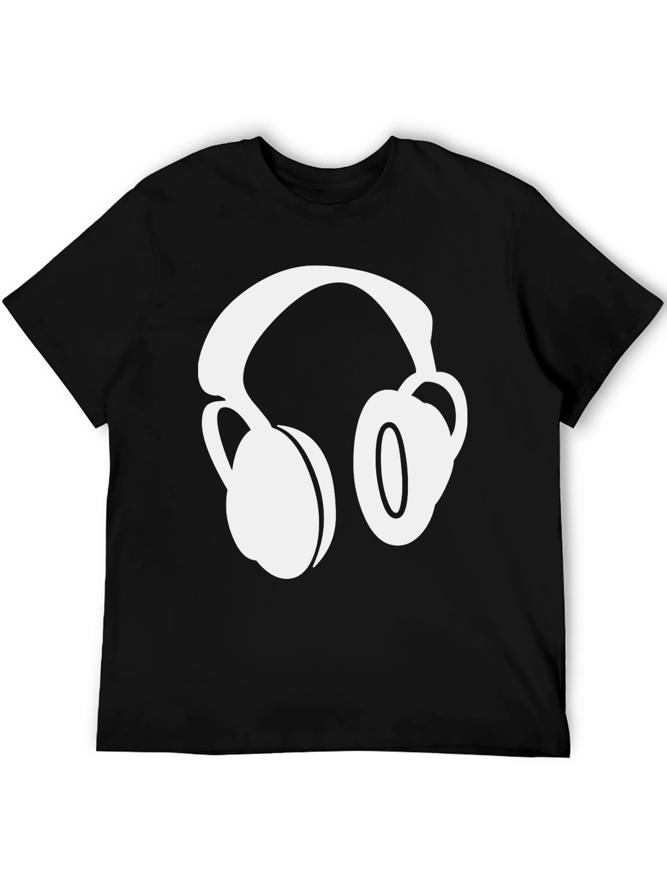 Black Headphones Graphic Black T-Shirt view 5
