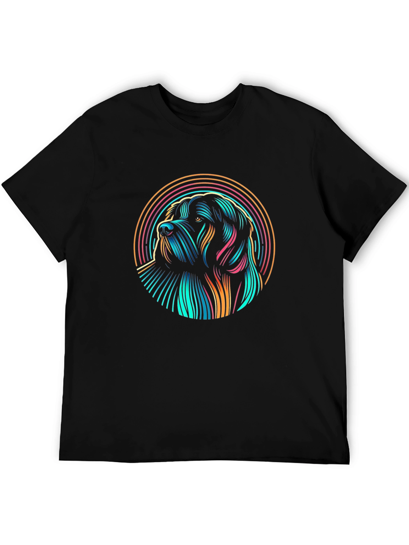 Black Neon Dog Graphic Black T-Shirt view 5