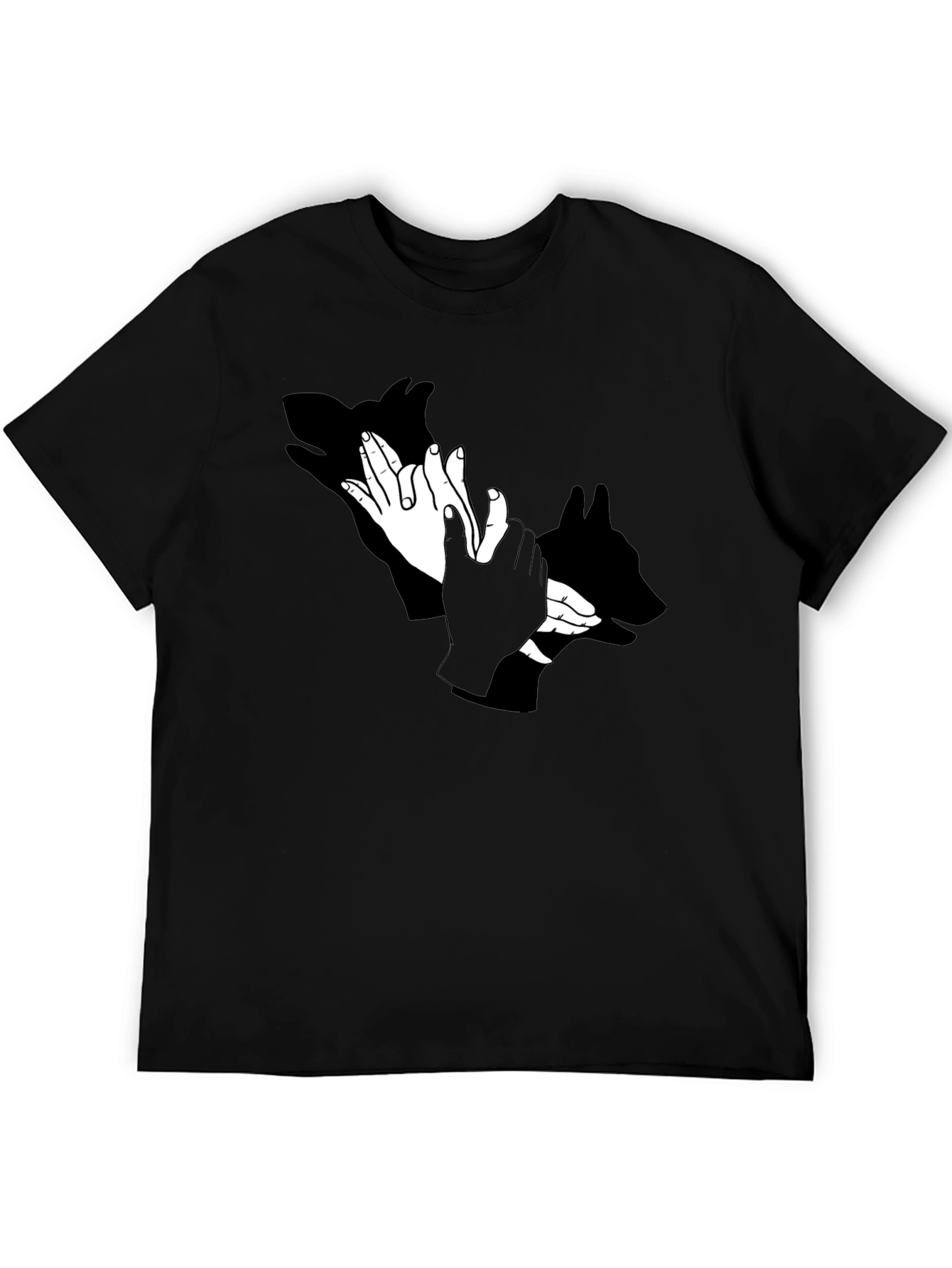 Black Shadow Puppet Hands Graphic Tee - Unique Design view 5