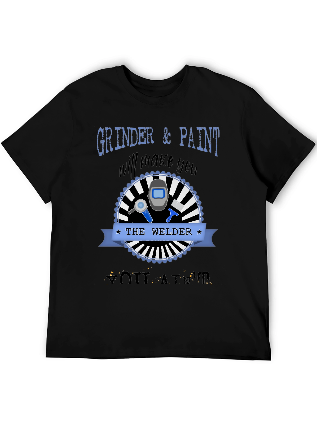 Black Grinder & Paint Welder T-Shirt - Black Crew Neck Tee view 5