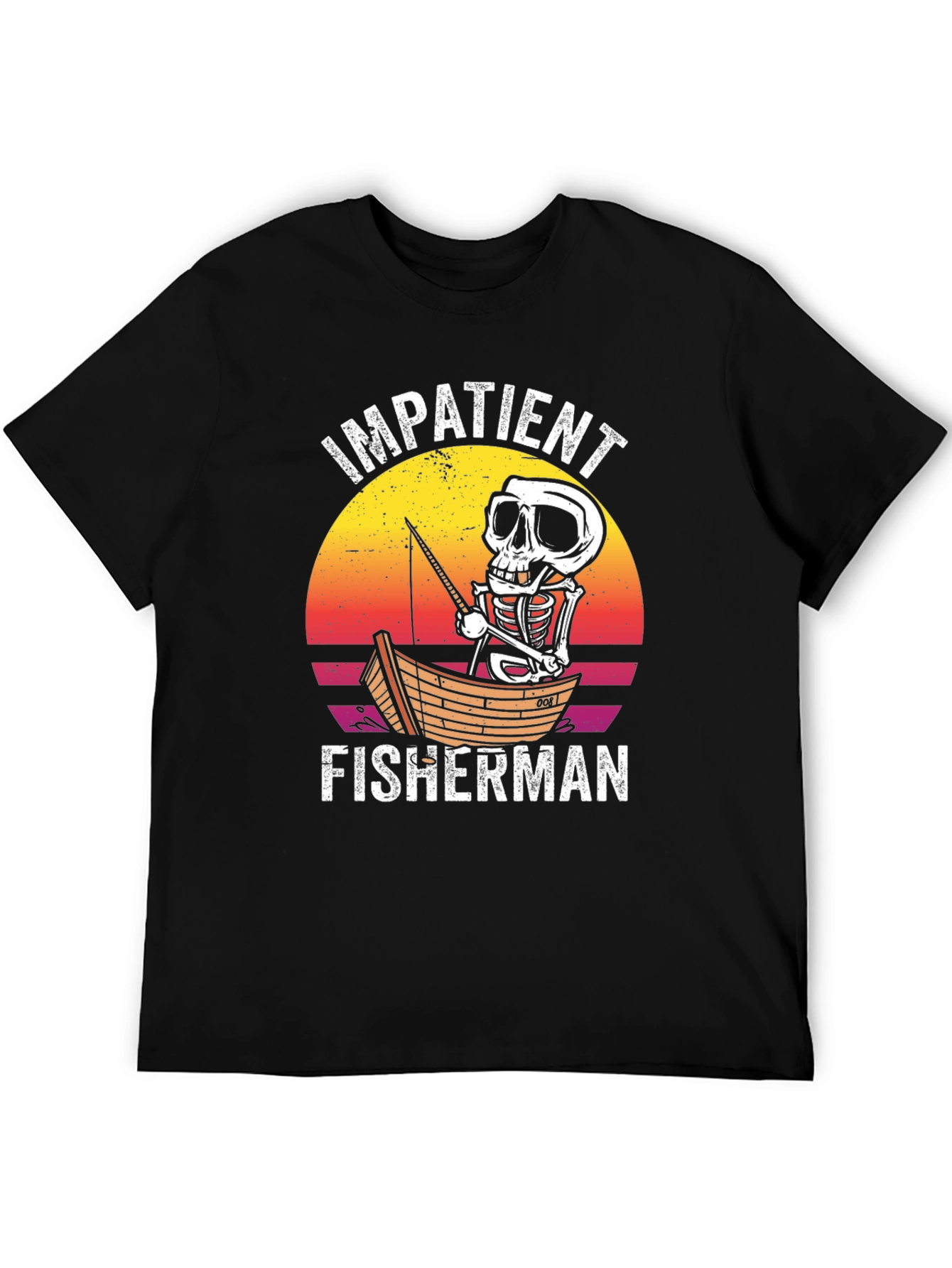 Black Impatient Fisherman Graphic T-Shirt view 5