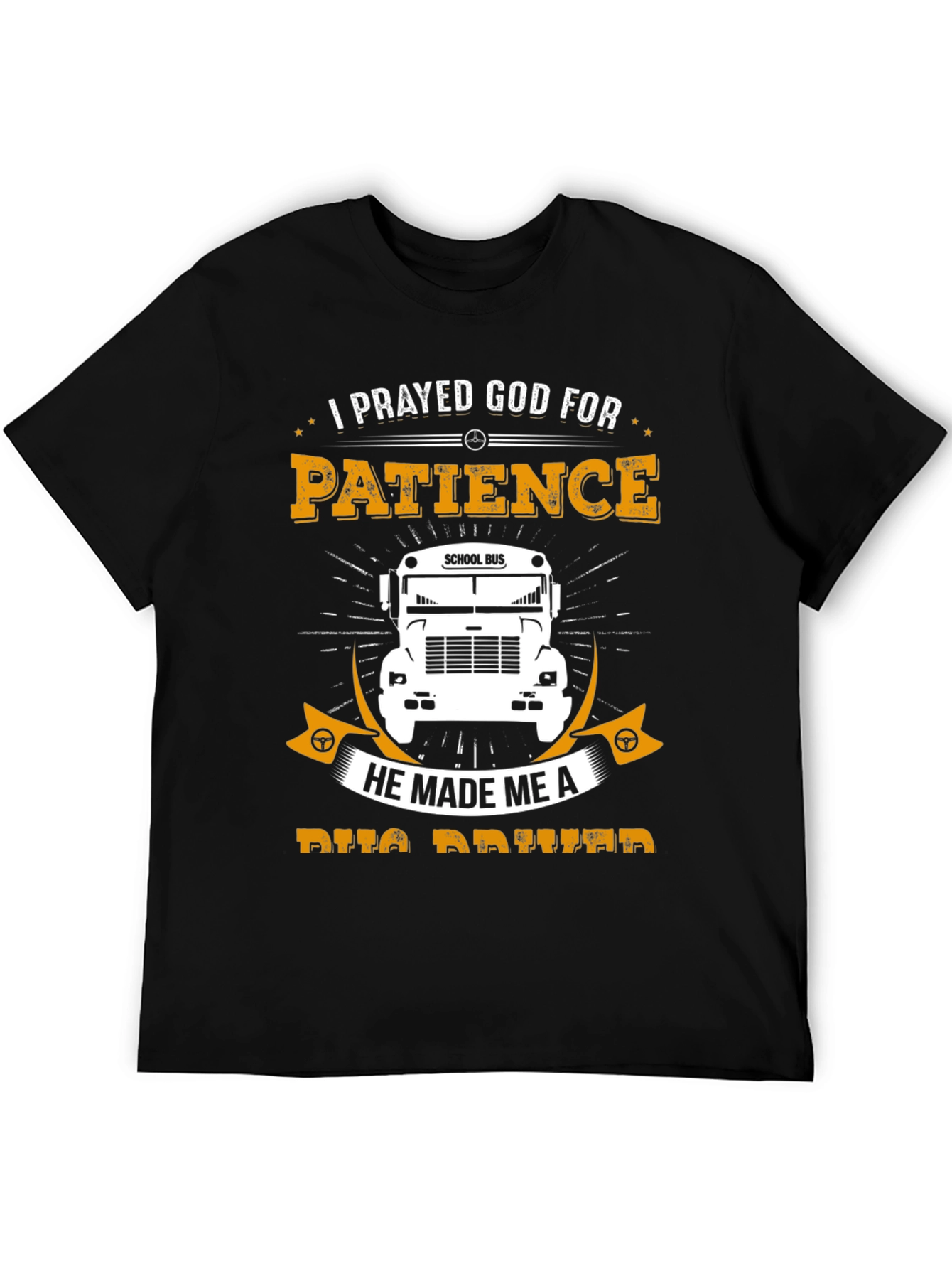Black Patience School Bus Driver T-Shirt view 5