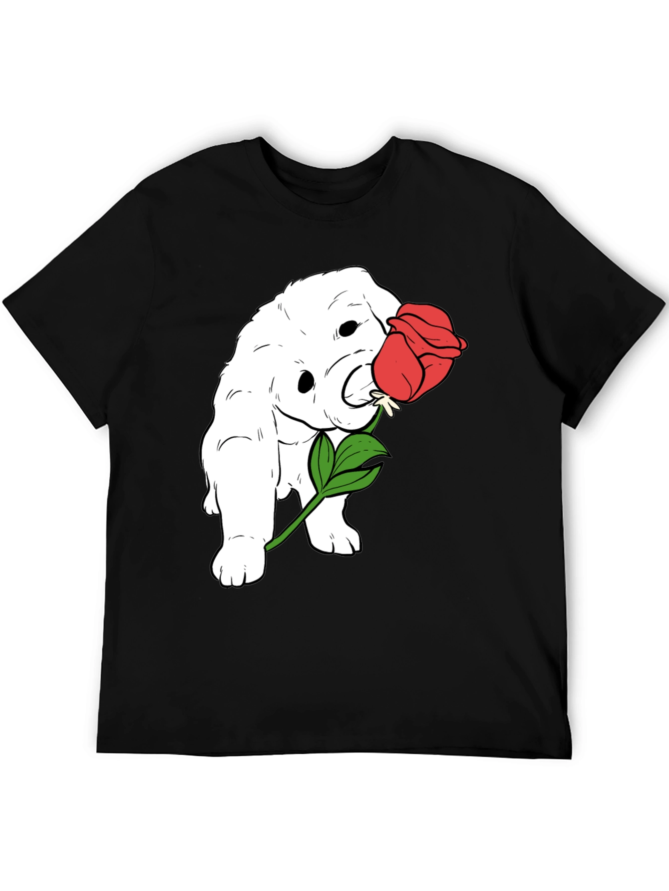 Black Dog with Rose Graphic T-Shirt view 5