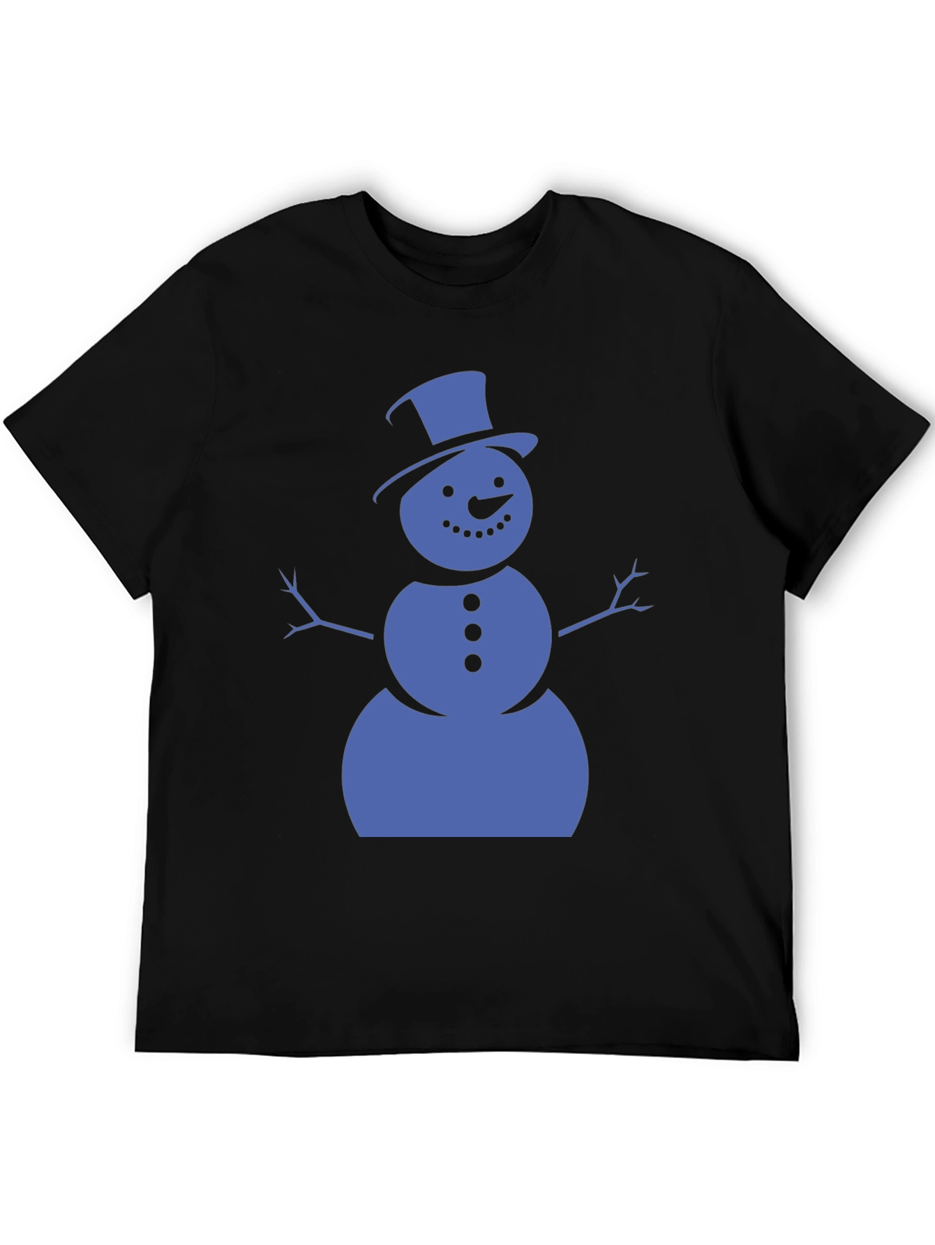 Black Snowman Graphic Tee - Black Cotton Shirt view 5