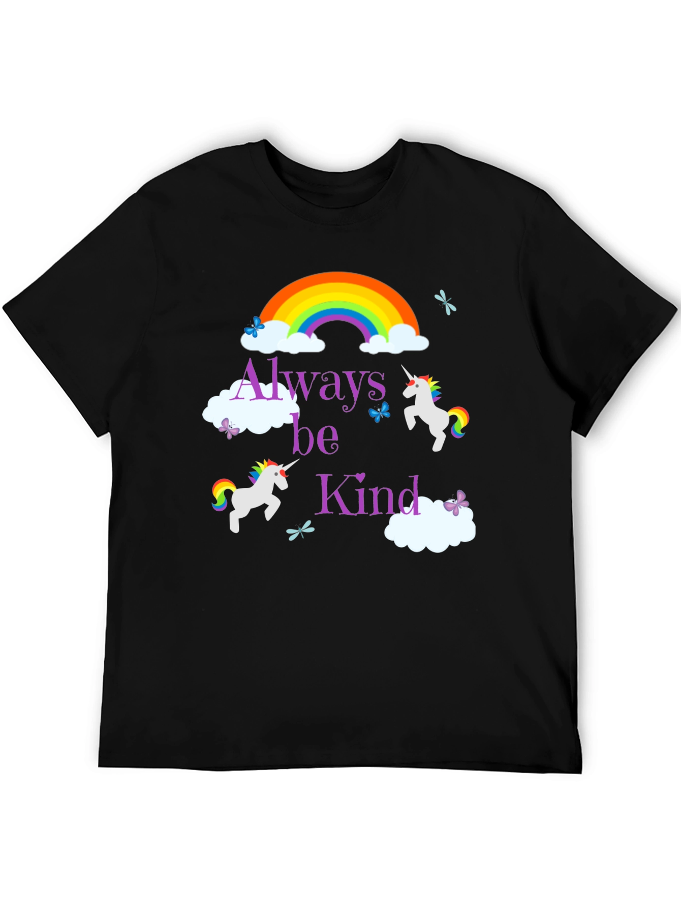 Black Always Be Kind Unicorn Rainbow T-Shirt view 5