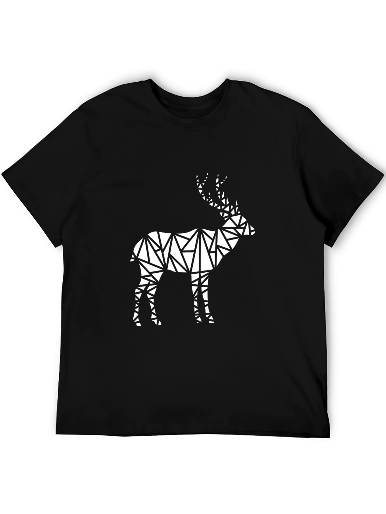 Black Geometric Deer Graphic Tee - Modern Black T-Shirt view 5