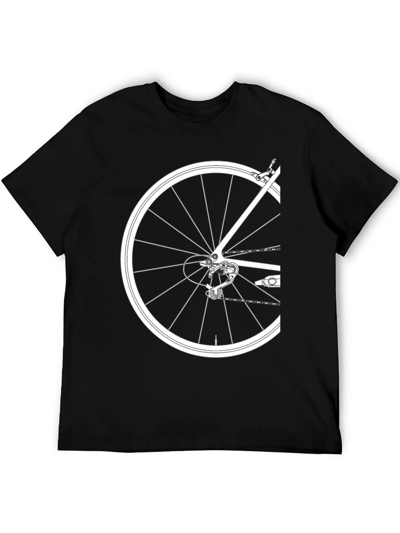 Black Bike Wheel Graphic Tee - Black Cotton T-Shirt view 5