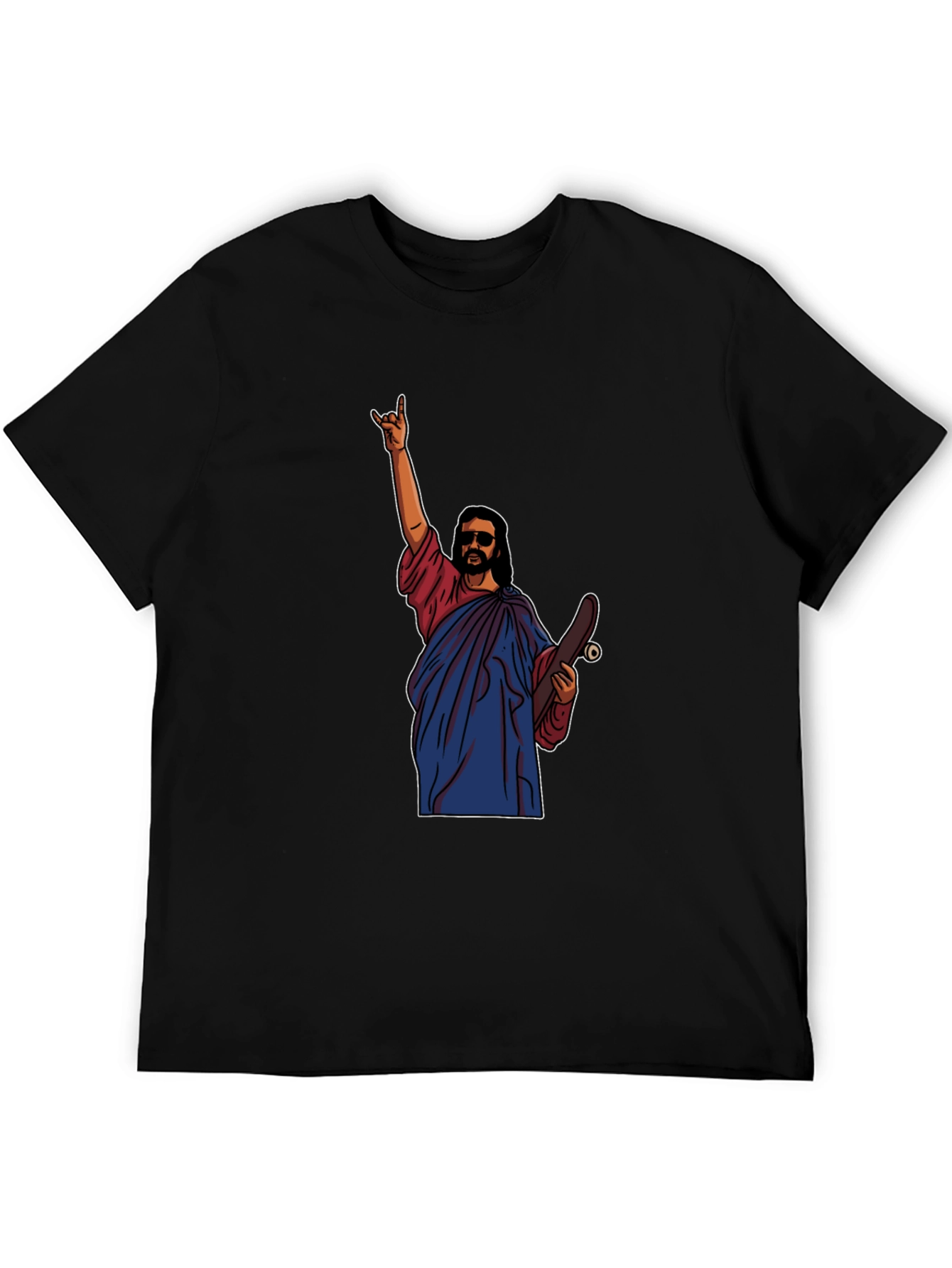 Black Skateboarding Jesus T-Shirt - Religious Humor view 5