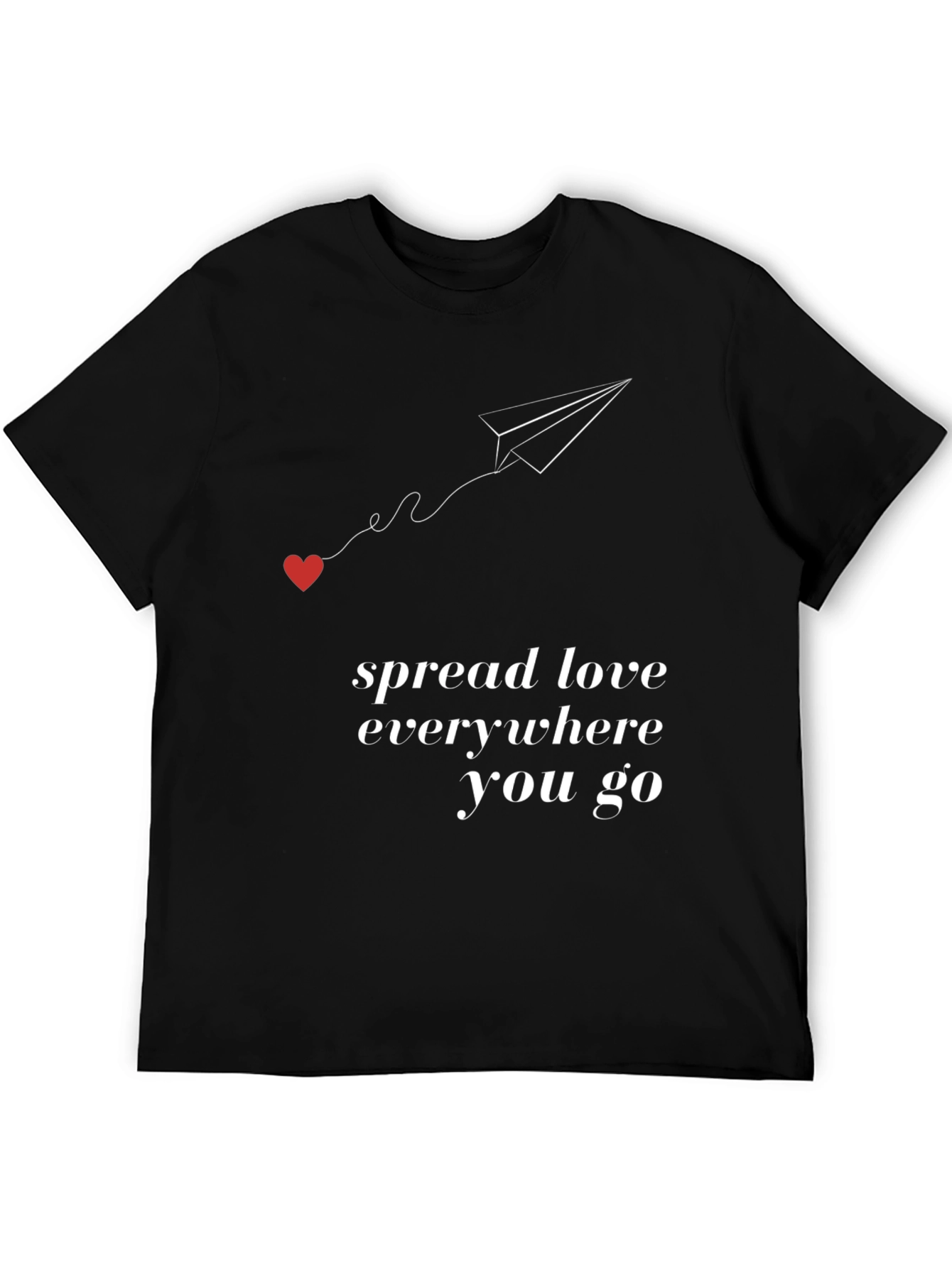 Black Spread Love Tee - Airplane Heart Graphic view 5