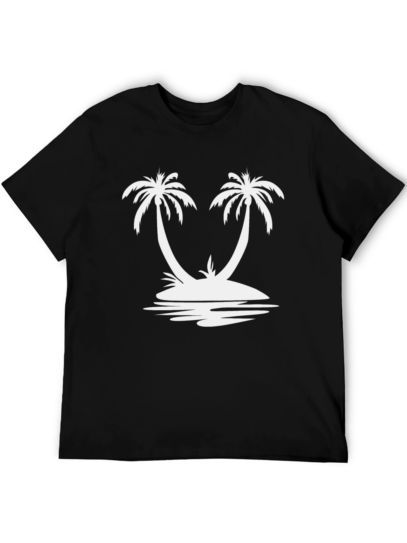 Black Palm Tree Island Graphic Tee - Relaxed Fit Black T-Shirt view 5