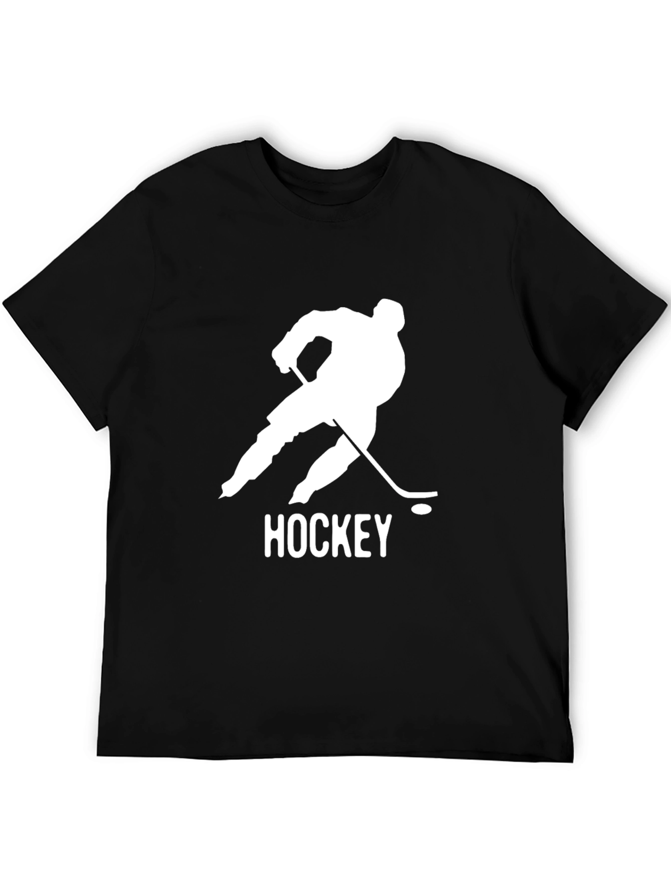Black Hockey Player Graphic Tee - Stylish Black Cotton T-Shirt view 5