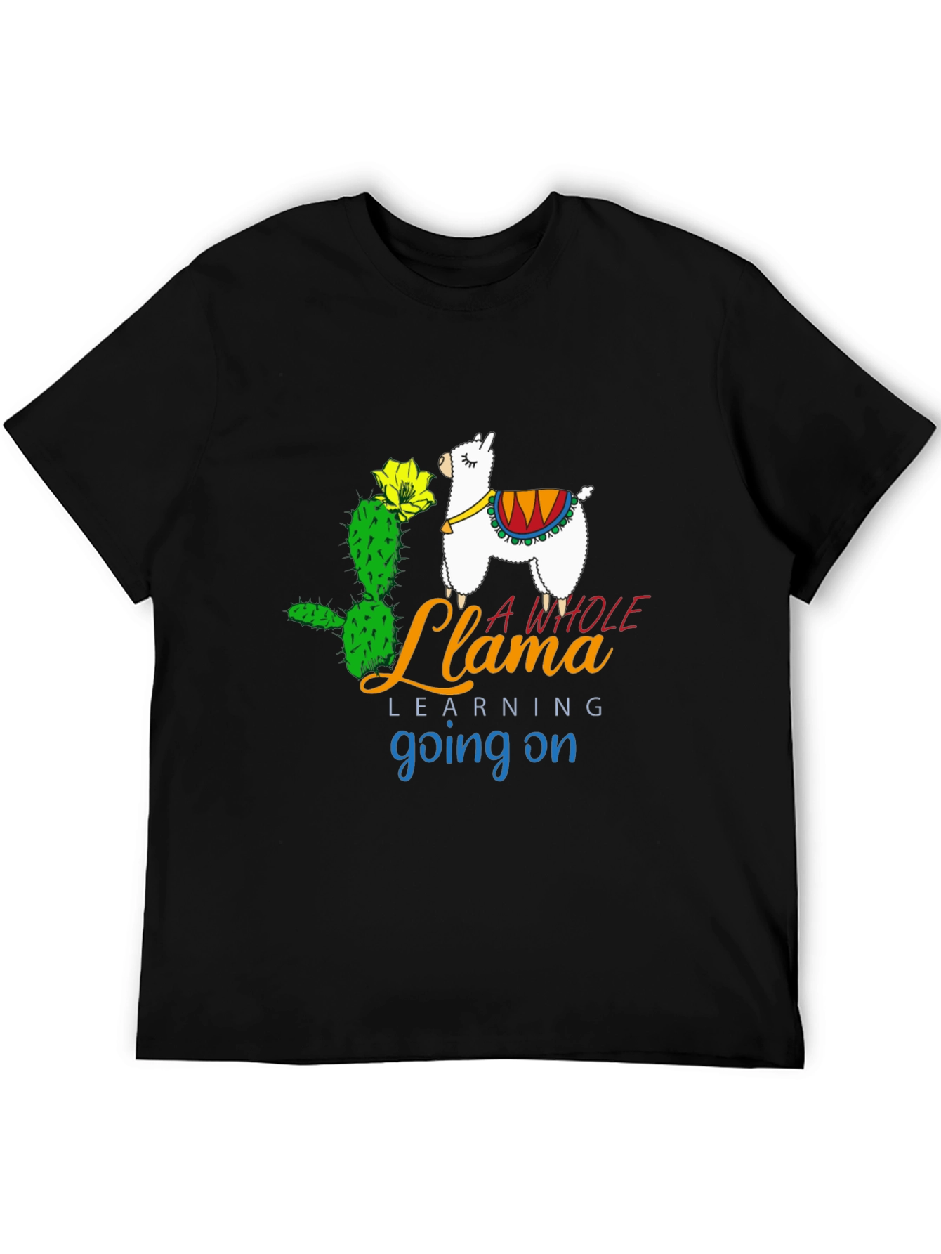 Black Llama Learning Black T-Shirt view 5