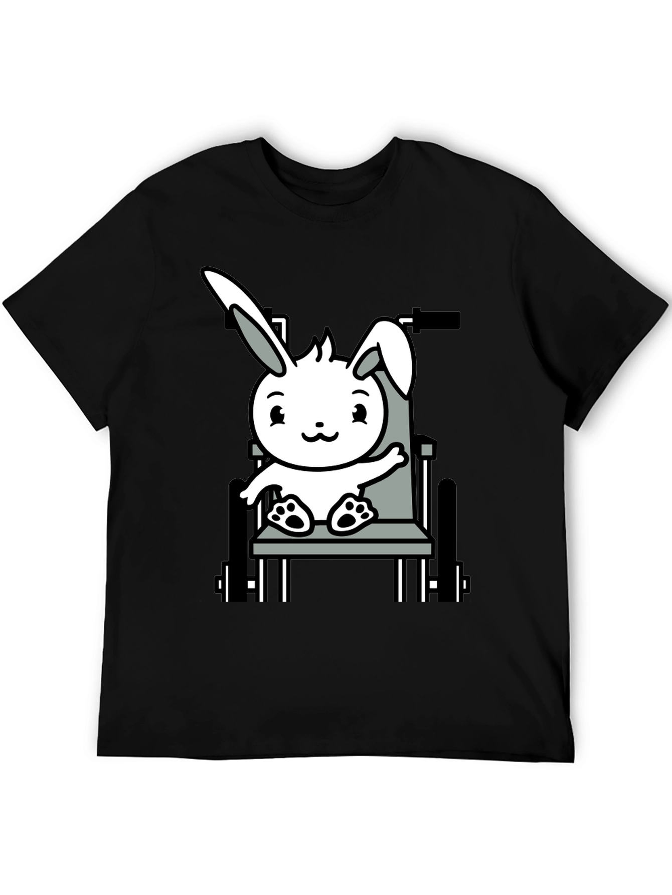 Black Bunny Wheelchair T-Shirt: Adorable Animal Graphic Tee view 5
