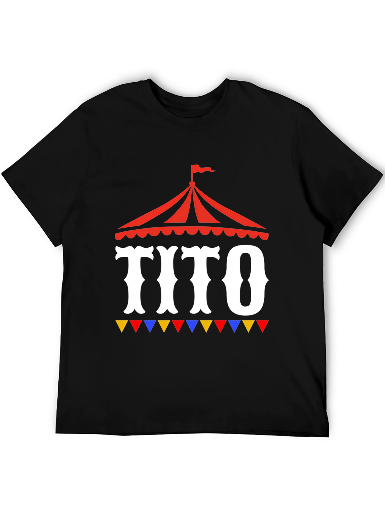 Black Tito Circus Tent Graphic Tee - Fun Party Shirt view 5