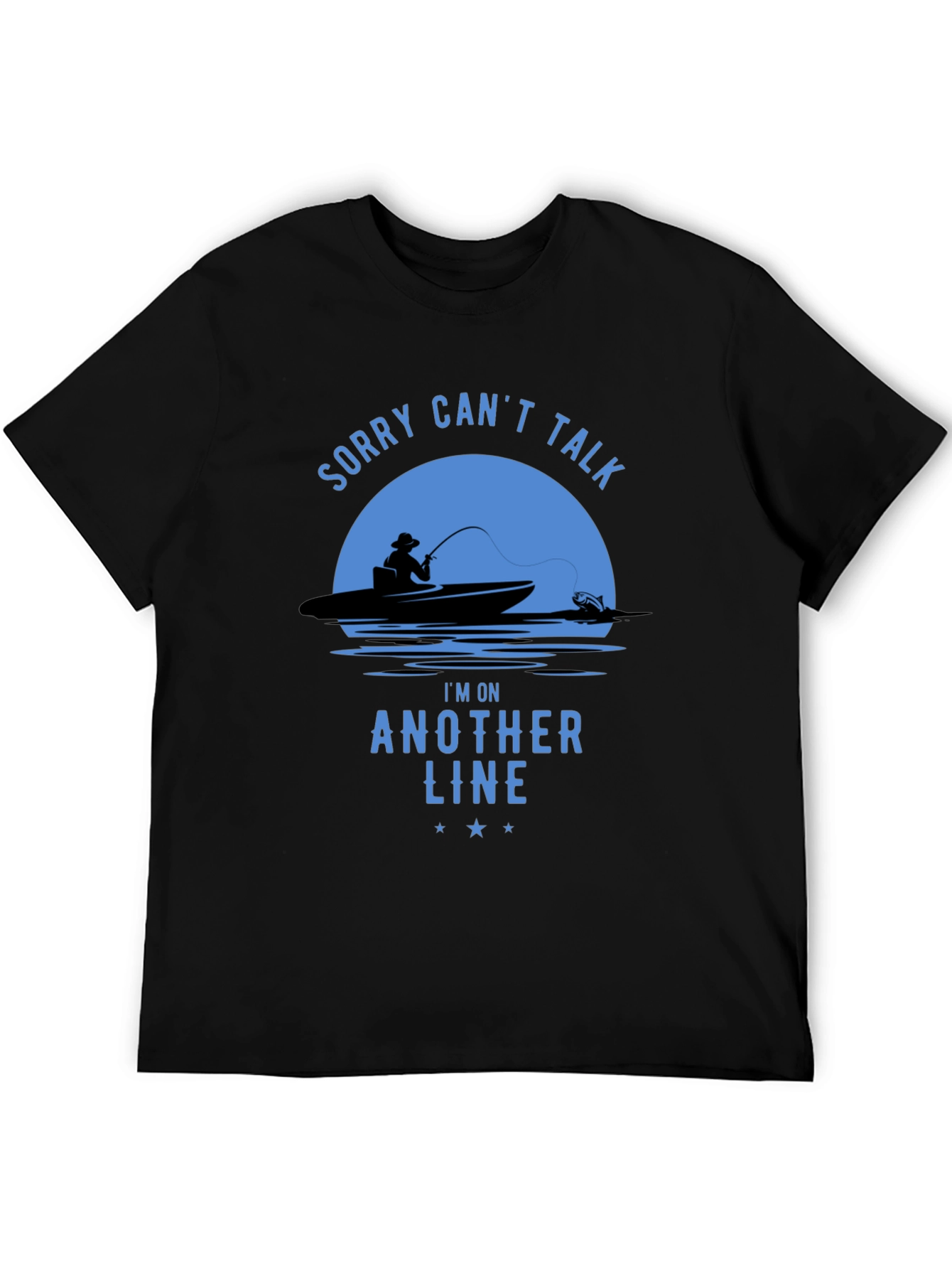 Black Fishing T-Shirt - Sorry Can't Talk, Fisherman Tee view 5