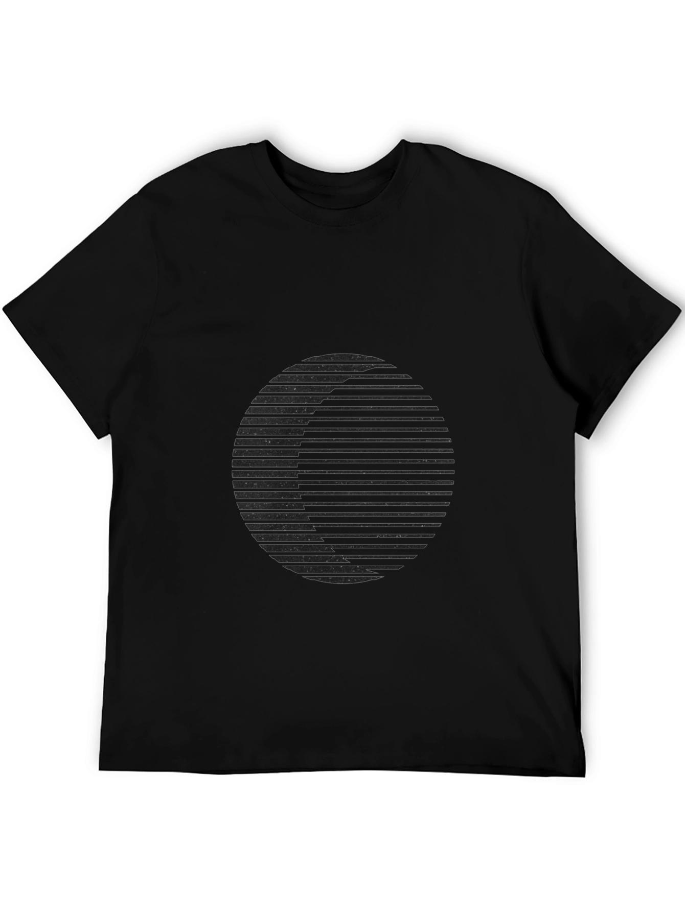 Black Abstract Circle Graphic Tee - Black Cotton Blend view 5
