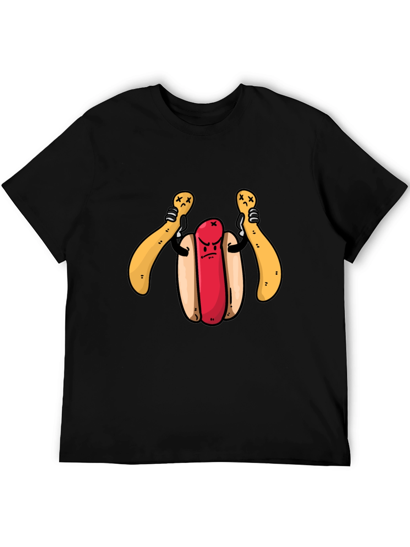Black Funny Hotdog T-Shirt - Angry Dog view 5