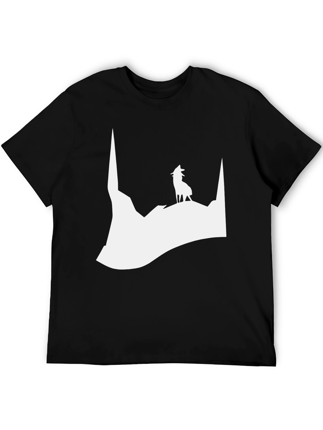 Black Wolf Silhouette Black T-Shirt view 5