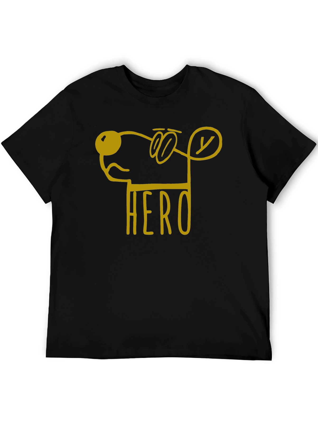 Black Hero Dog Cartoon Graphic Tee - Unisex Black T-Shirt view 5