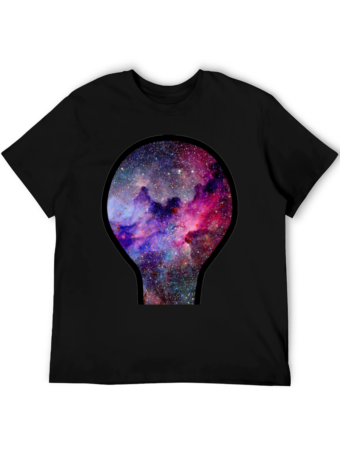 Black Galaxy Nebula Print Black T-Shirt view 5