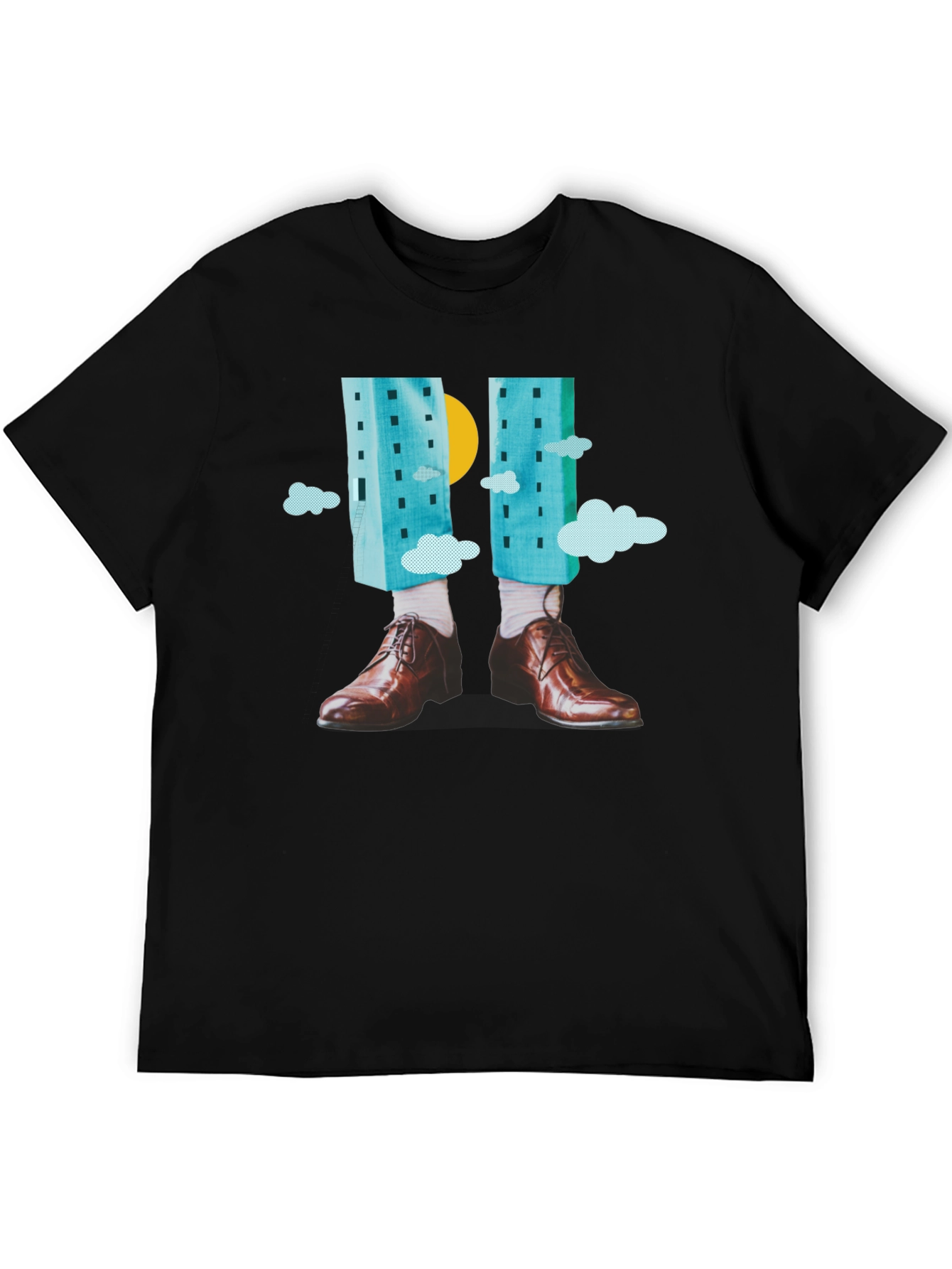 Black Abstract Cityscape Graphic Tee - Modern Art T-Shirt view 5