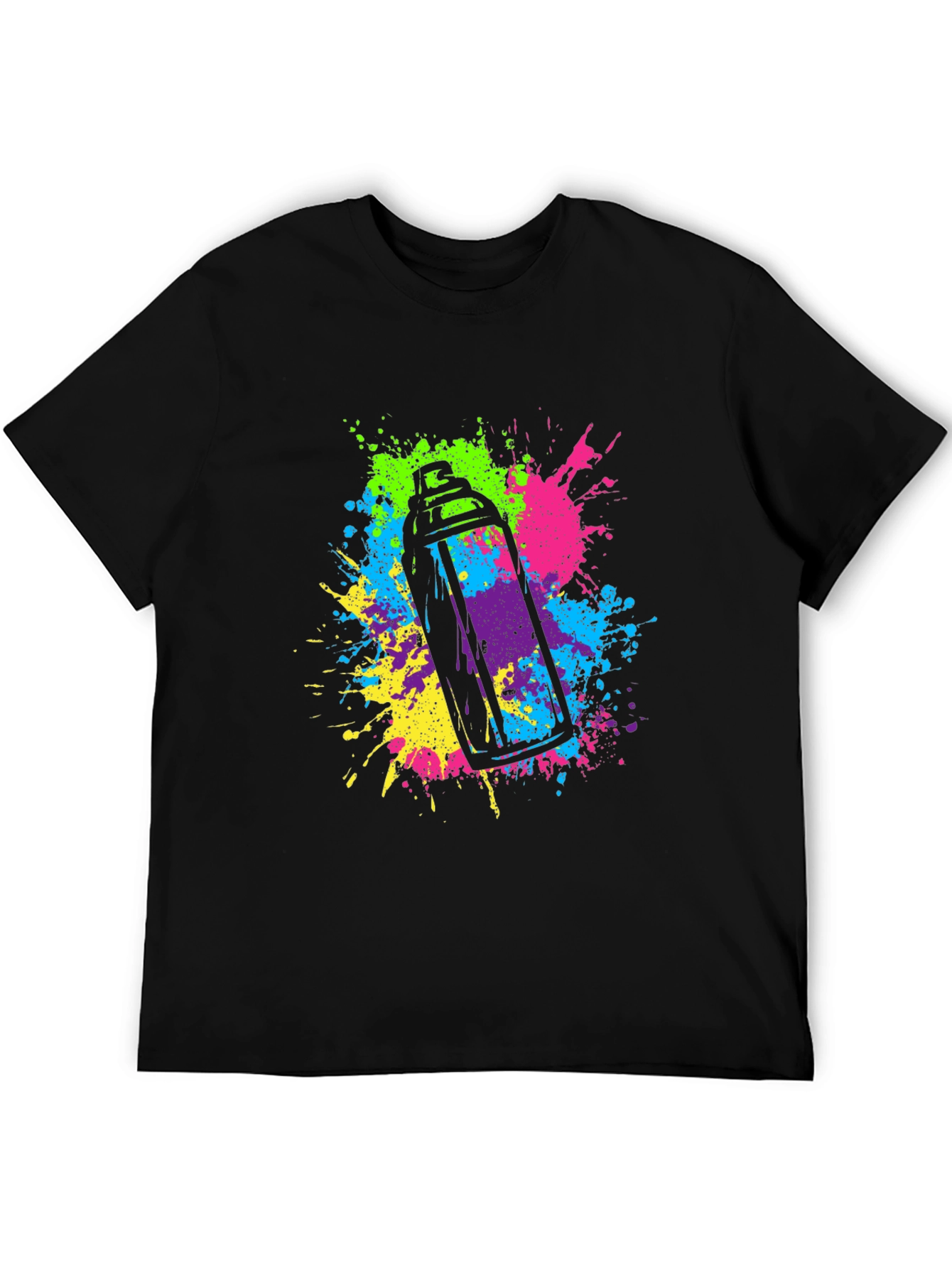 Black Colorful Spray Paint Graphic T-Shirt view 5