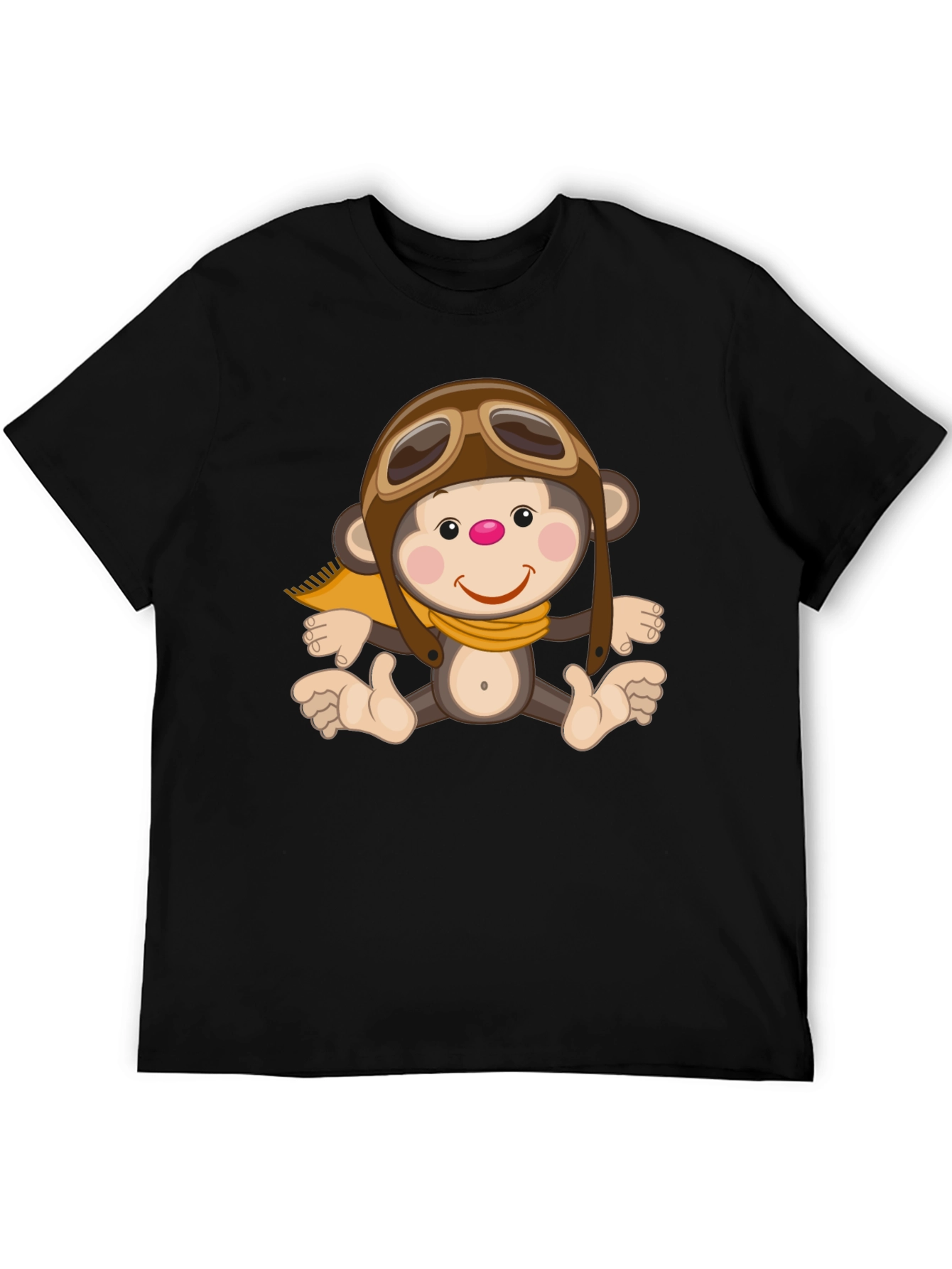 Black Monkey Pilot Graphic T-Shirt, Novelty Print Tee view 5