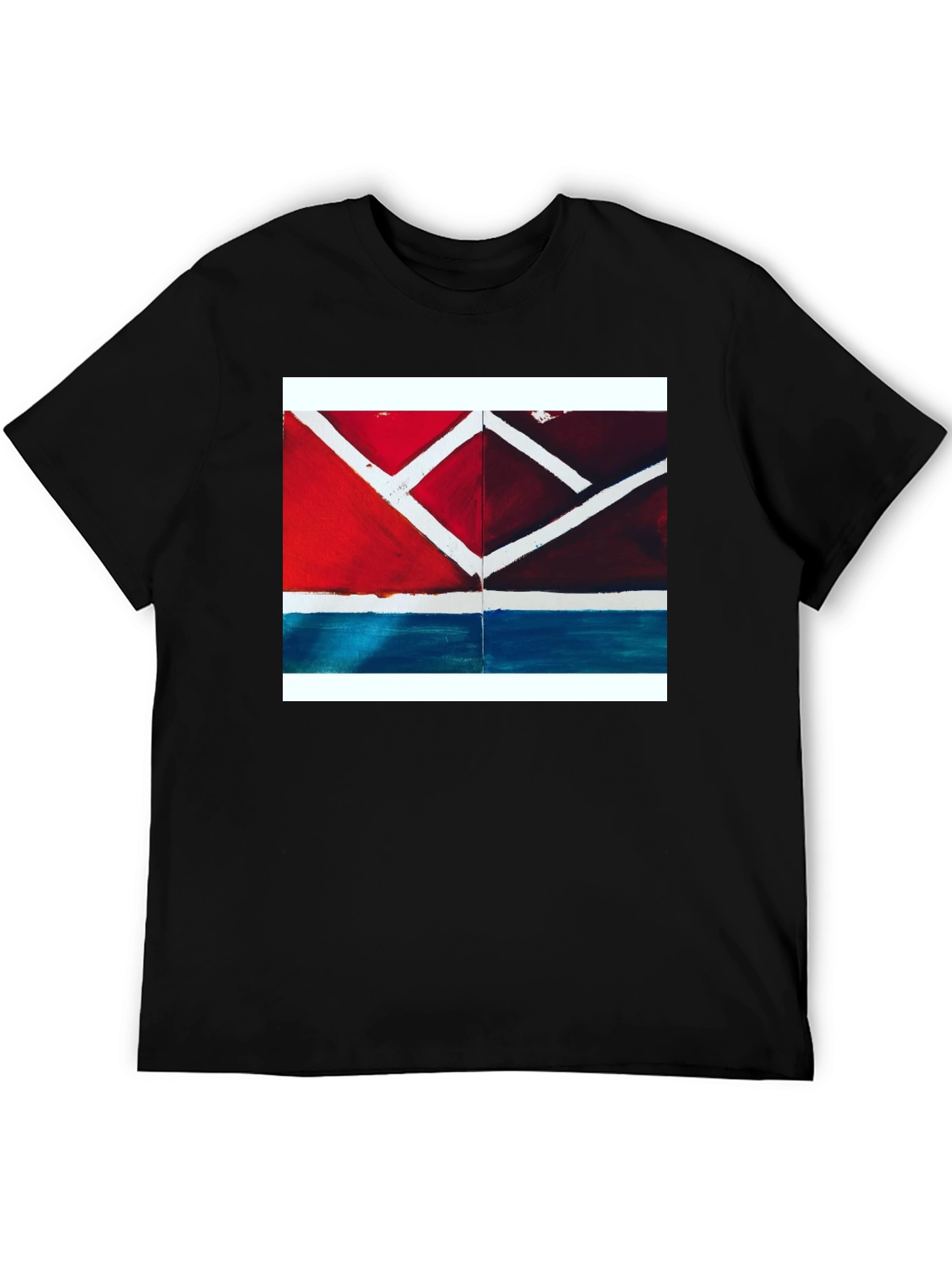 Black Abstract Geometric T-Shirt - Modern Art Tee view 5