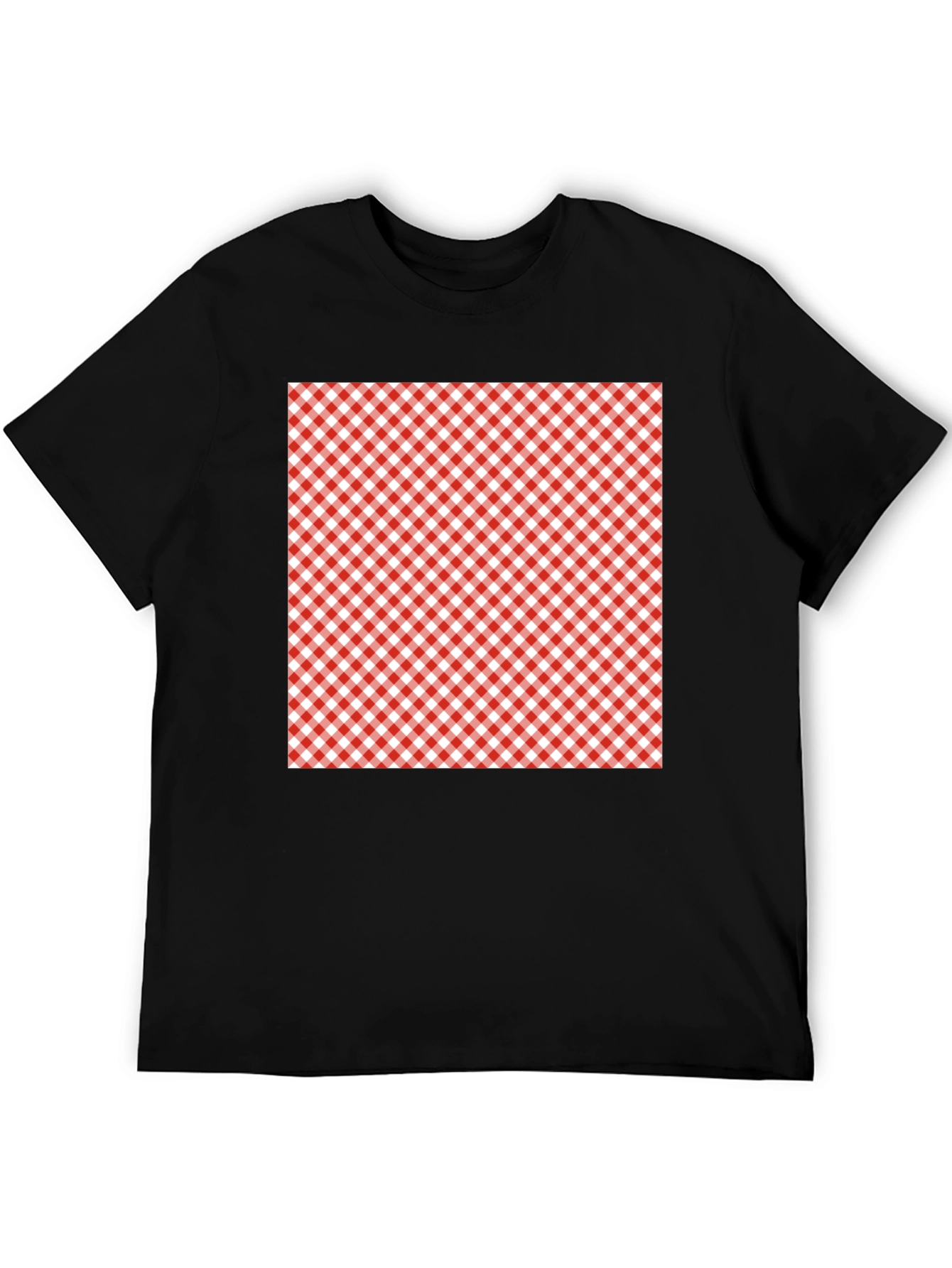 Black Red & White Gingham Patterned T-Shirt view 5