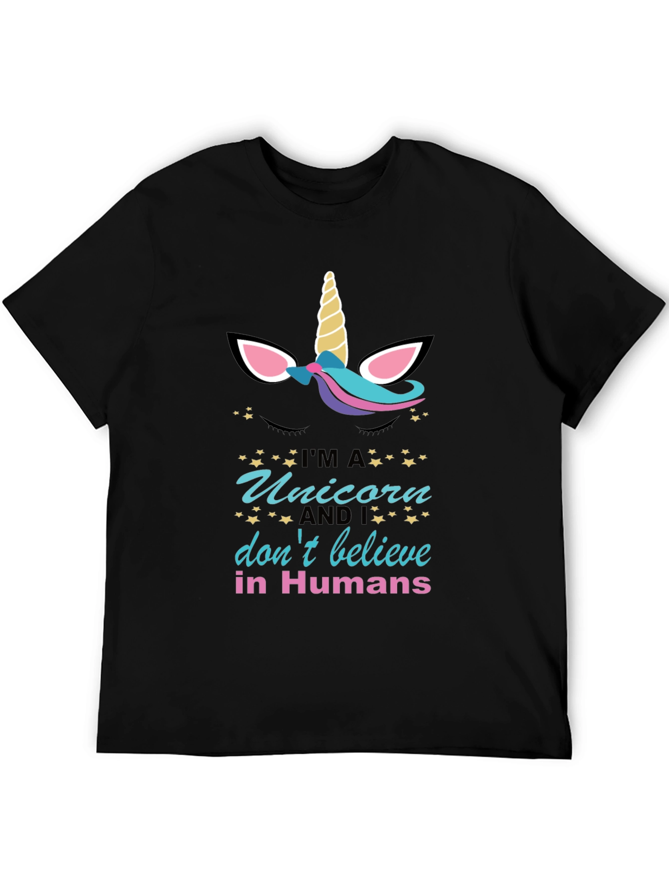 Black Unicorn Graphic T-Shirt: I Don't Believe in Humans view 5