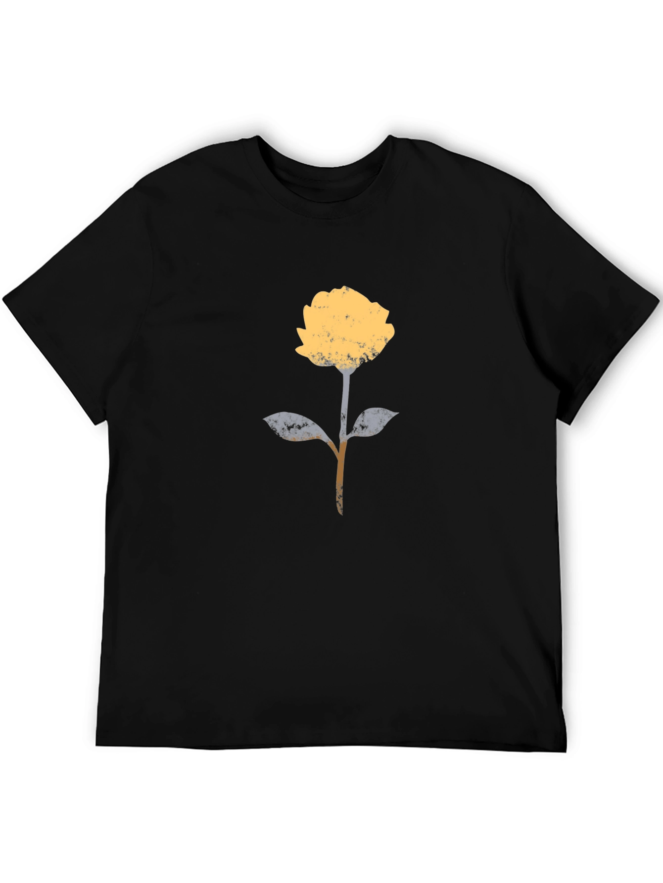 Black Modern Floral Graphic T-Shirt - Black Cotton Blend view 5