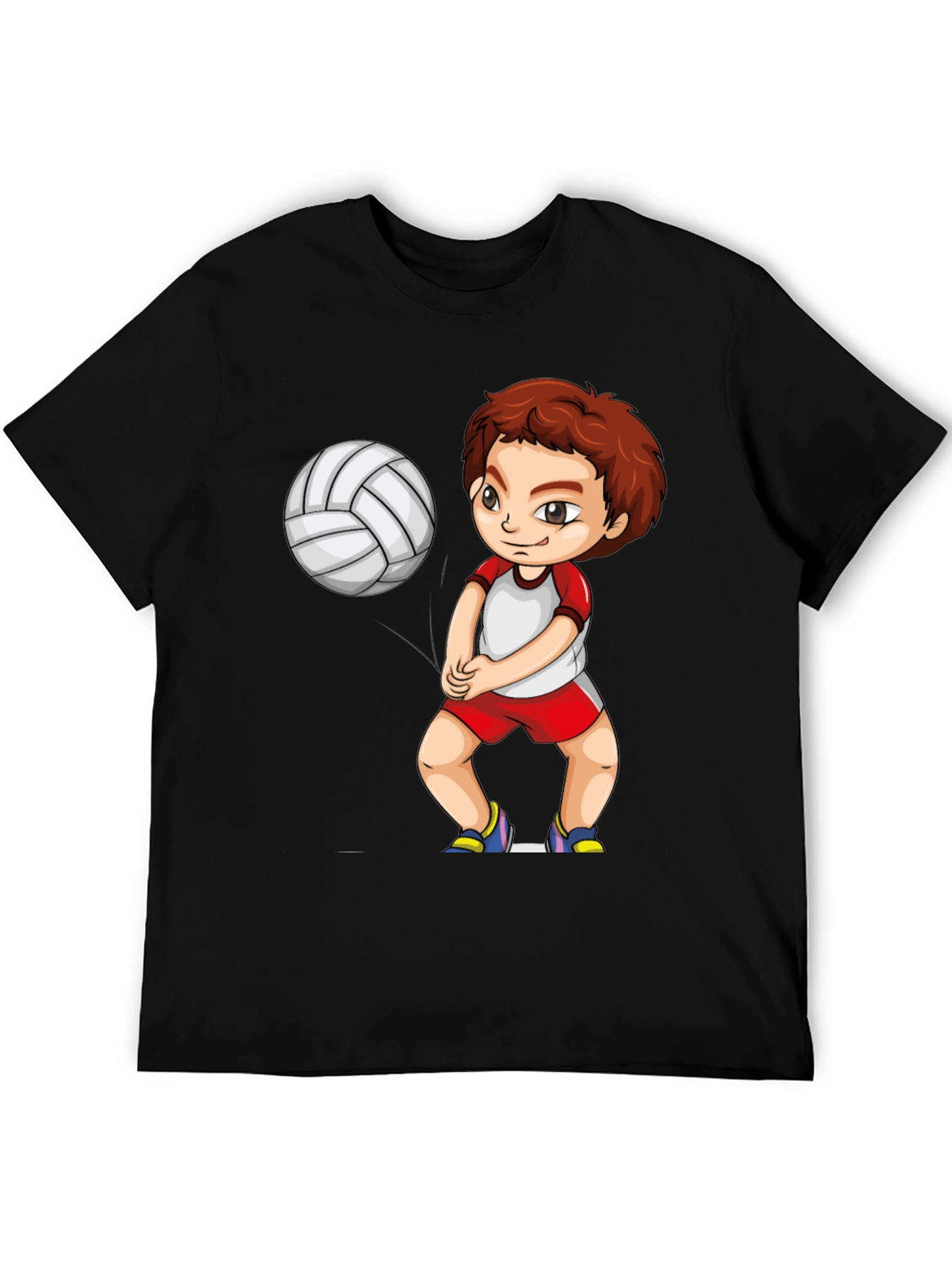 Black Volleyball Boy Graphic Black T-Shirt view 5