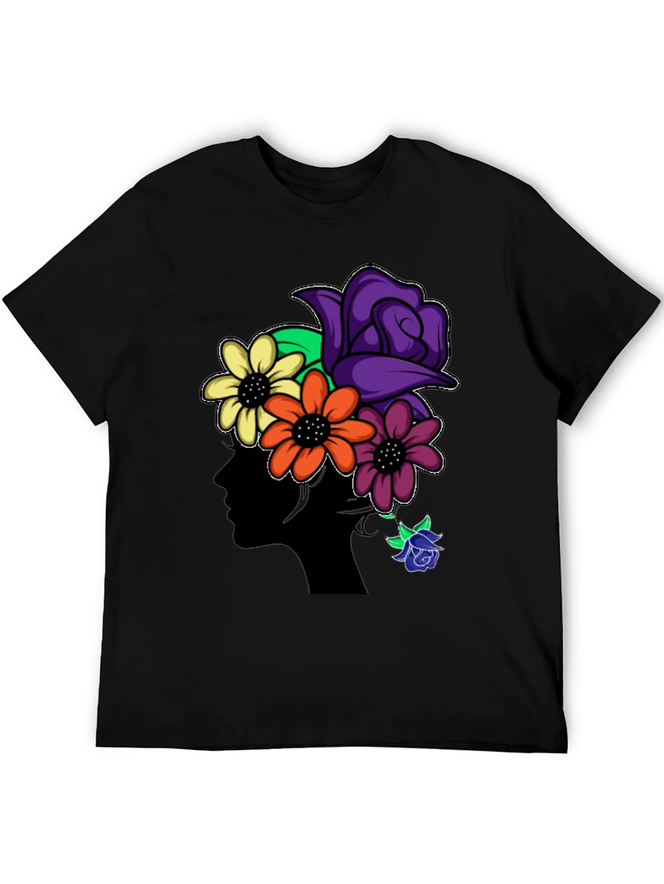 Black Floral Silhouette Black T-Shirt view 5