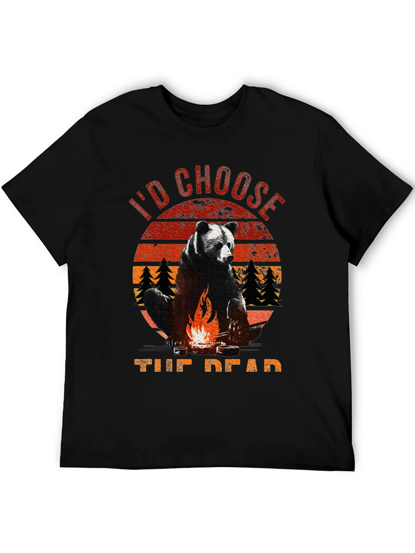 Black I'd Choose the Dead Bear Campfire T-Shirt view 5
