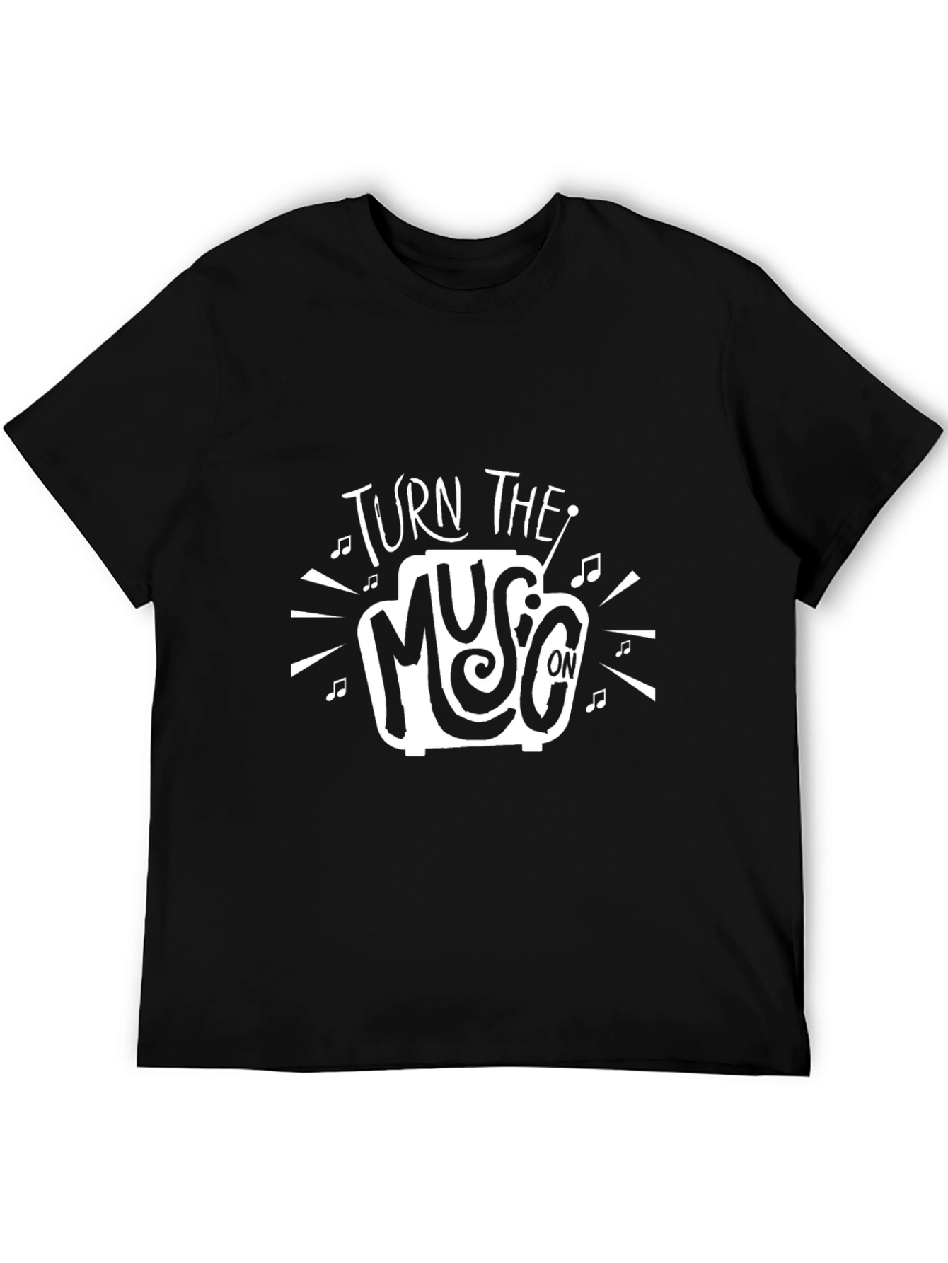 Black Turn the Music On Graphic Print Black T-Shirt view 5