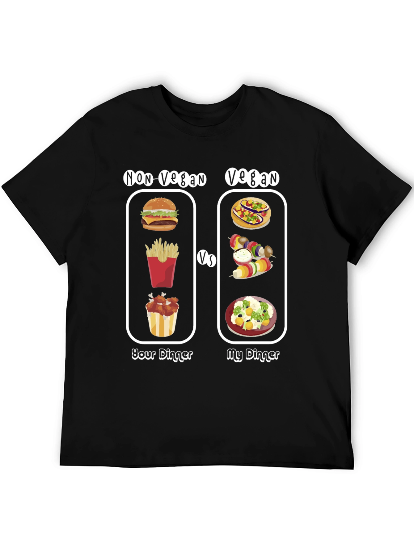 Black Vegan vs Non-Vegan Dinner T-Shirt view 5
