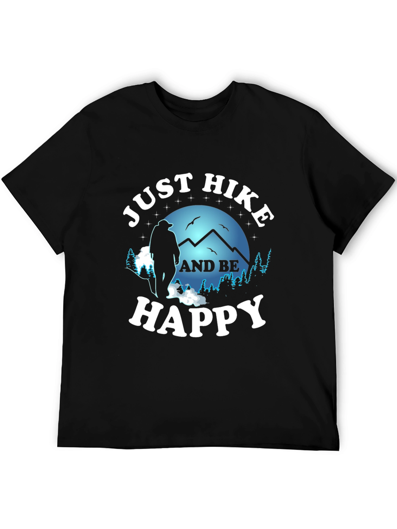 Black Just Hike and Be Happy Graphic T-Shirt view 5