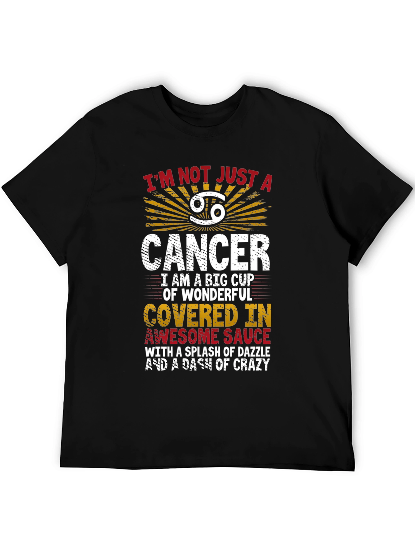 Black Cancer Zodiac Sign T-Shirt: Awesome & Crazy Edition view 5
