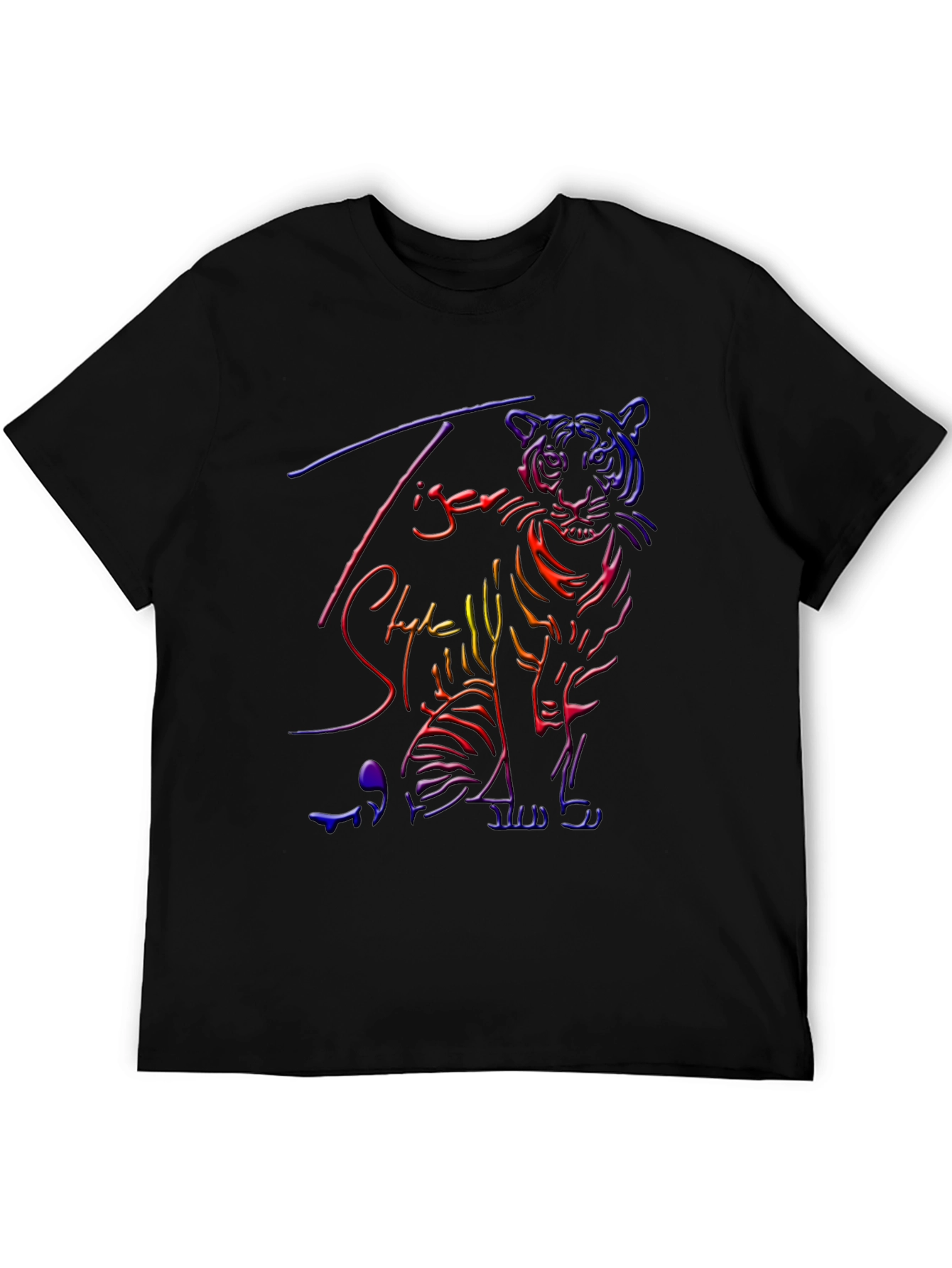 Black Neon Tiger Graphic T-Shirt - Cool Style view 5