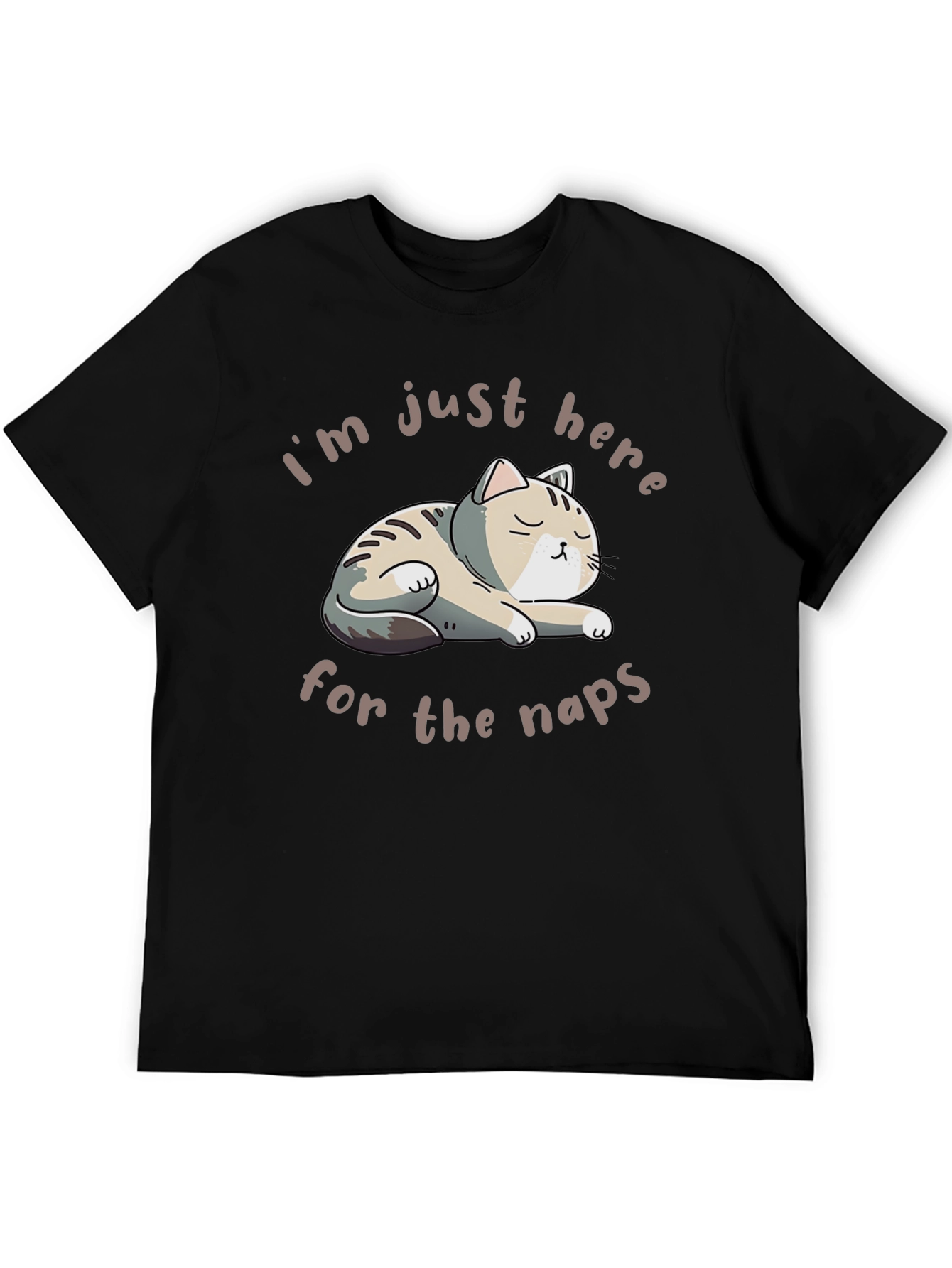 Black Funny Cat Naps T-Shirt - Relaxed Fit view 5